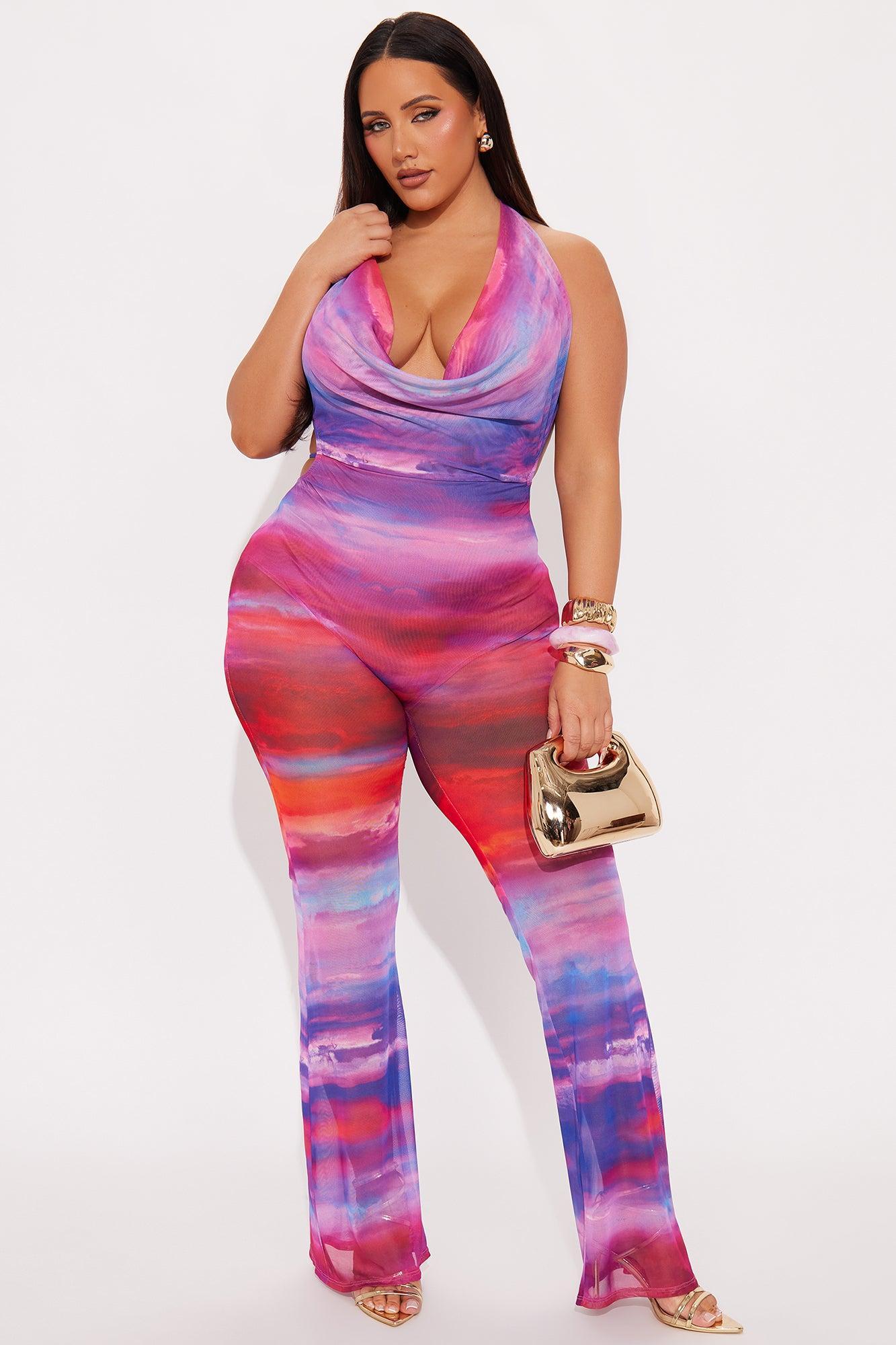 Danielle Ombre Mesh Jumpsuit - Purple/combo Product Image