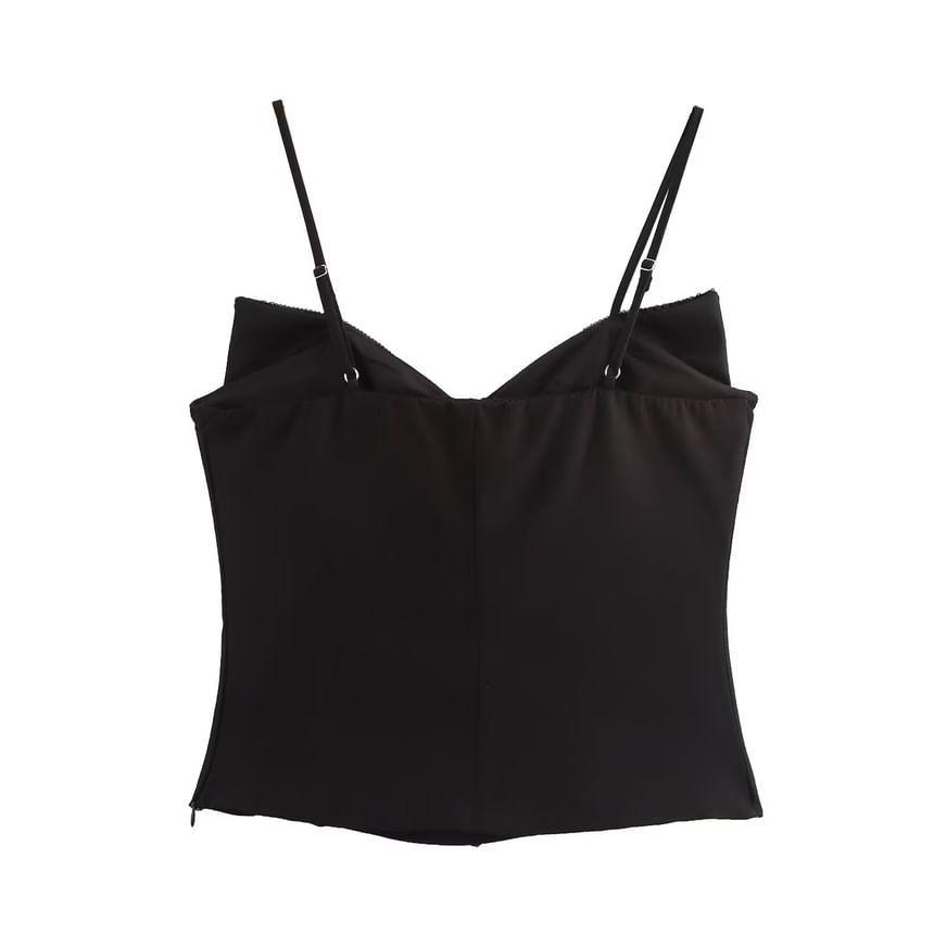 Plain Sequin Bow Crop Cami Top Product Image