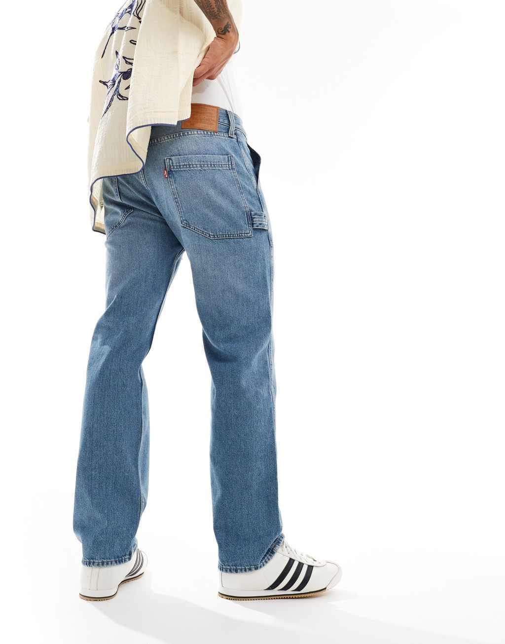 Levi's 555 relaxed straight utility jeans in mid blue Product Image