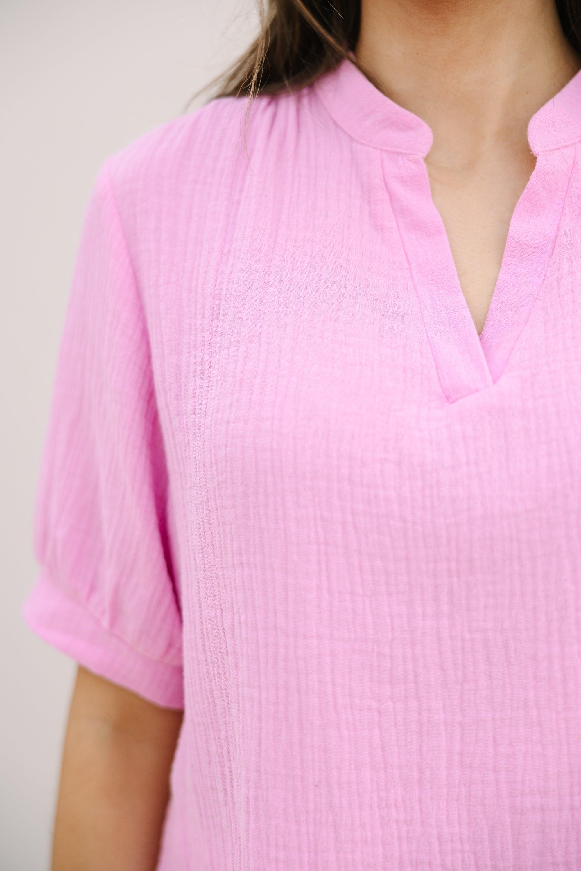 Good To Go Pink Gauze Top Female Product Image