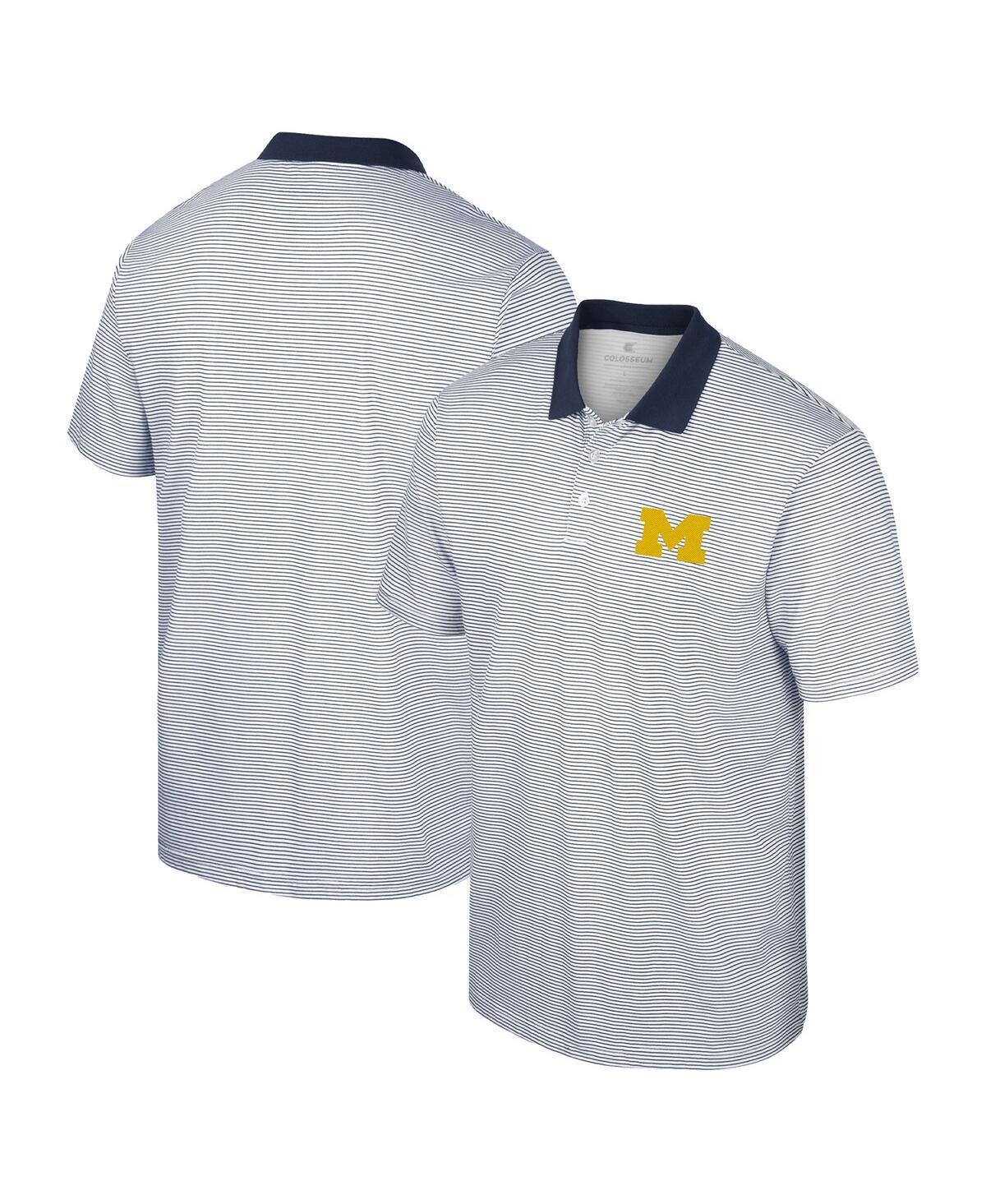 Men's Colosseum White/Black Michigan Wolverines Print Stripe Polo, Size: Large Product Image