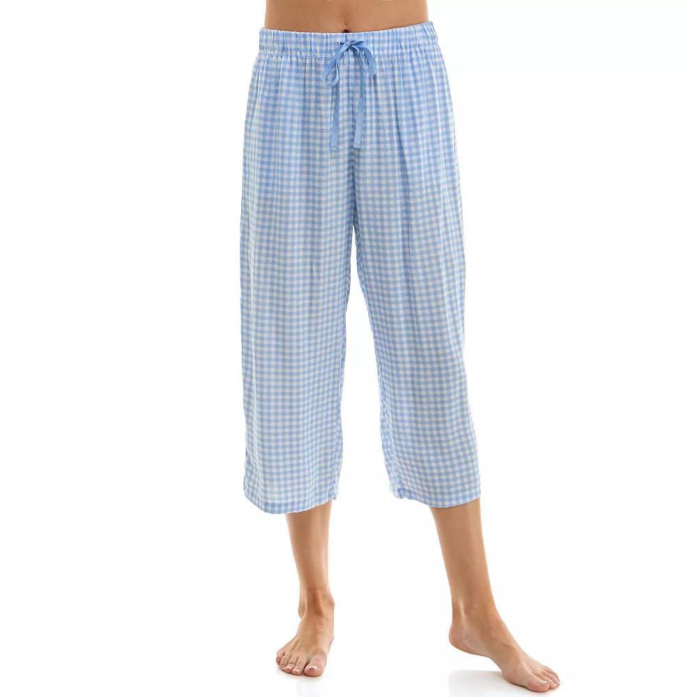 Women's Croft & Barrow® Woven Rayon Pajama Capri Pants, Size: Medium, French Plaid Product Image