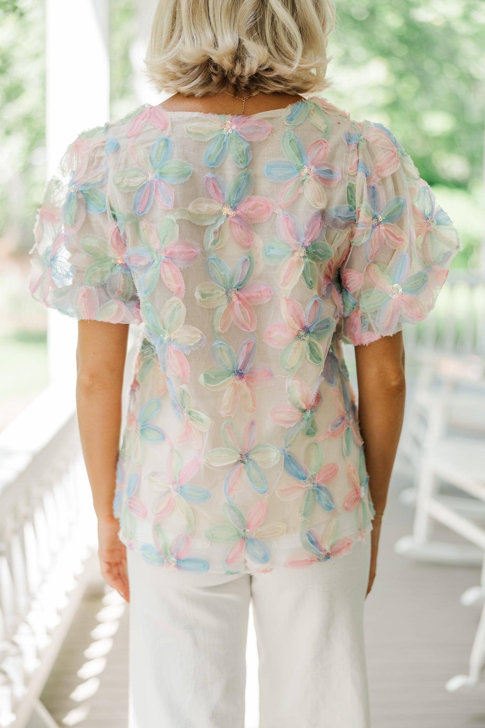 Need You More Pink Textured Floral Blouse Female Product Image