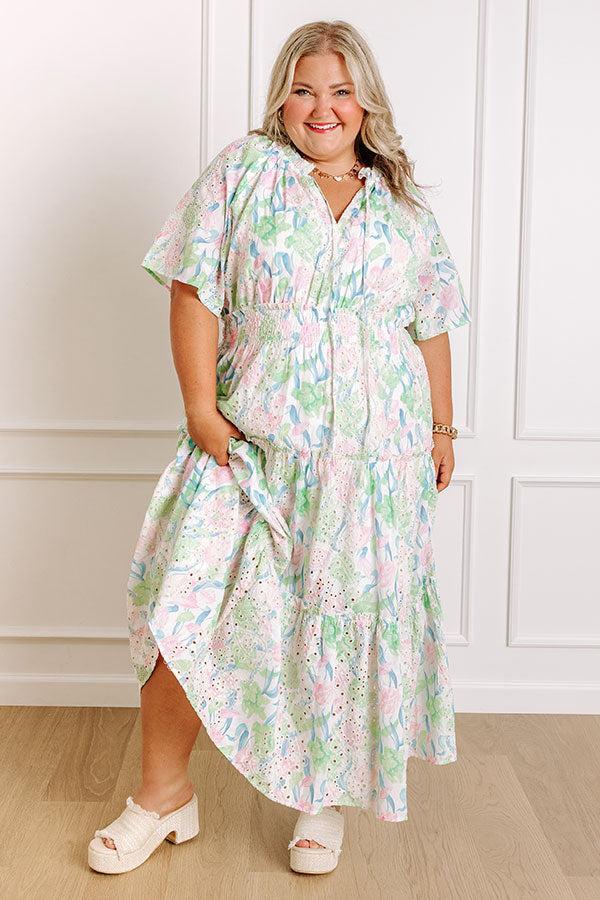 Picking Tulips Floral Eyelet Midi Dress Curves Product Image