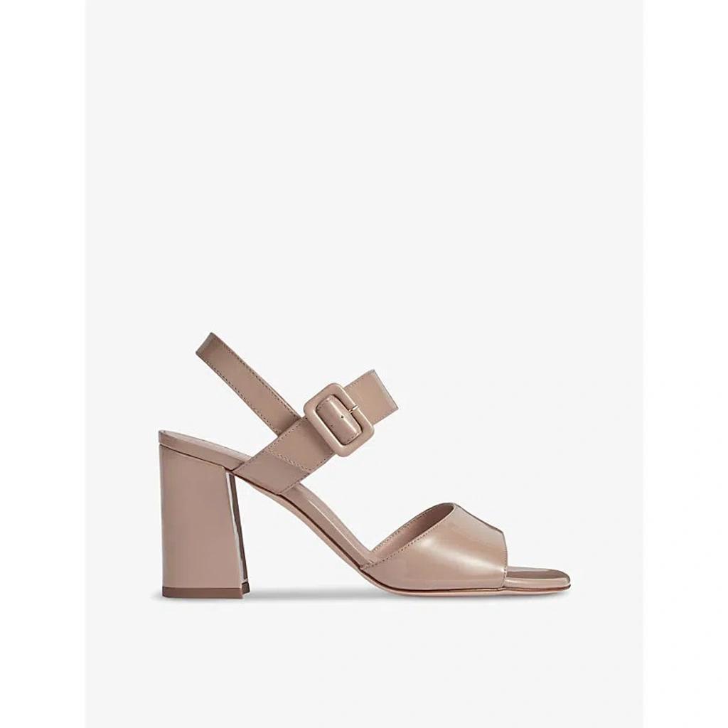LK BENNETT Womens Nat-nude Rae Block-heel Patent-leather Sandals Product Image