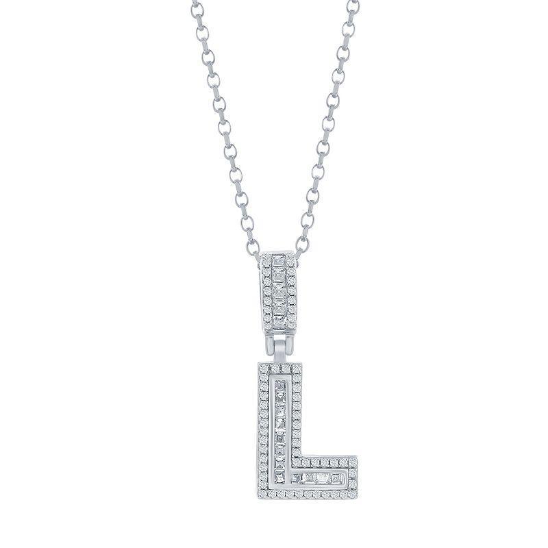 Argento Bella Sterling Silver Cubic Zirconia Initial Pendant Necklace, Women's, Size: 18", Sterling E Product Image