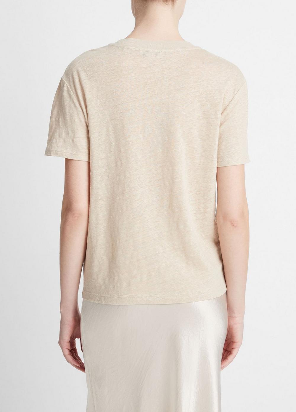 Womens Linen Drop-shoulder Crew Neck T-Shirt, Black, Size XS Vince Product Image