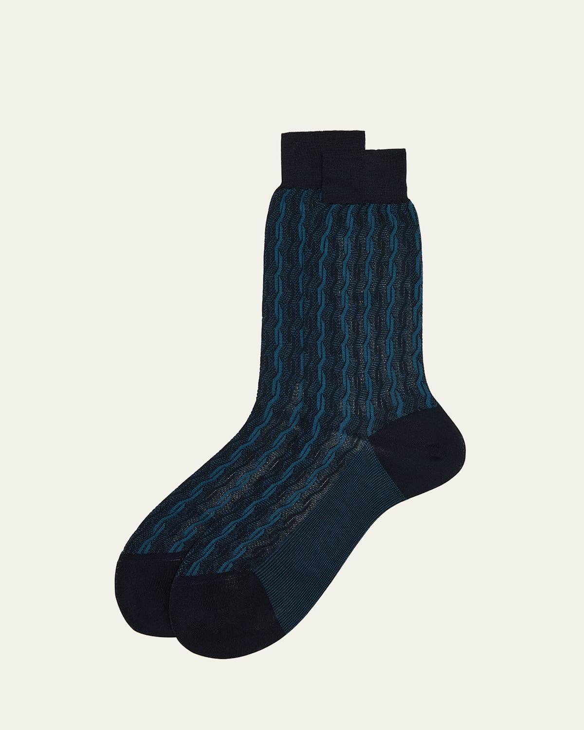Men's Cotton Cable Weave Crew Socks Product Image