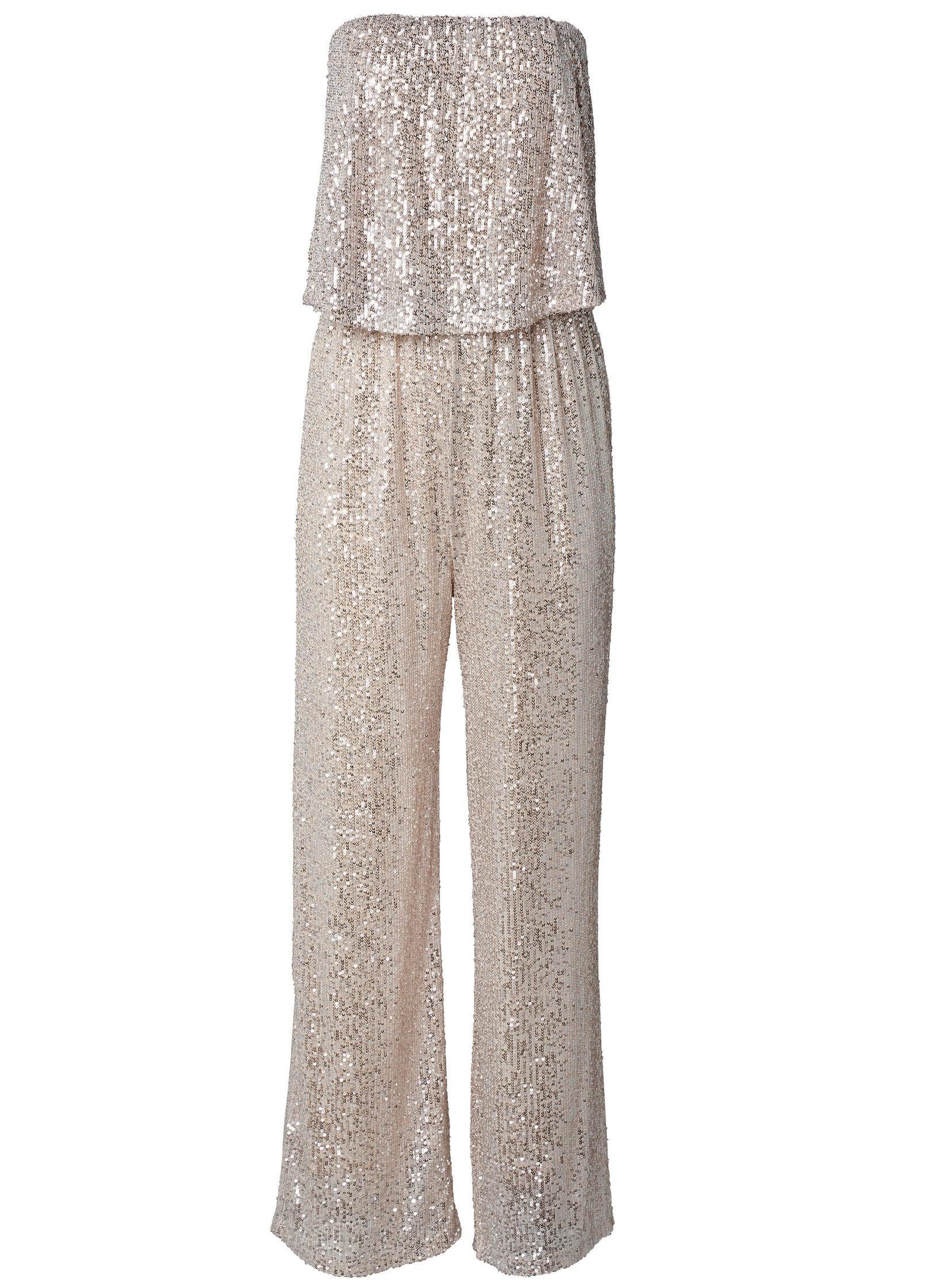 Strapless Sequin Jumpsuit - Champagne Product Image