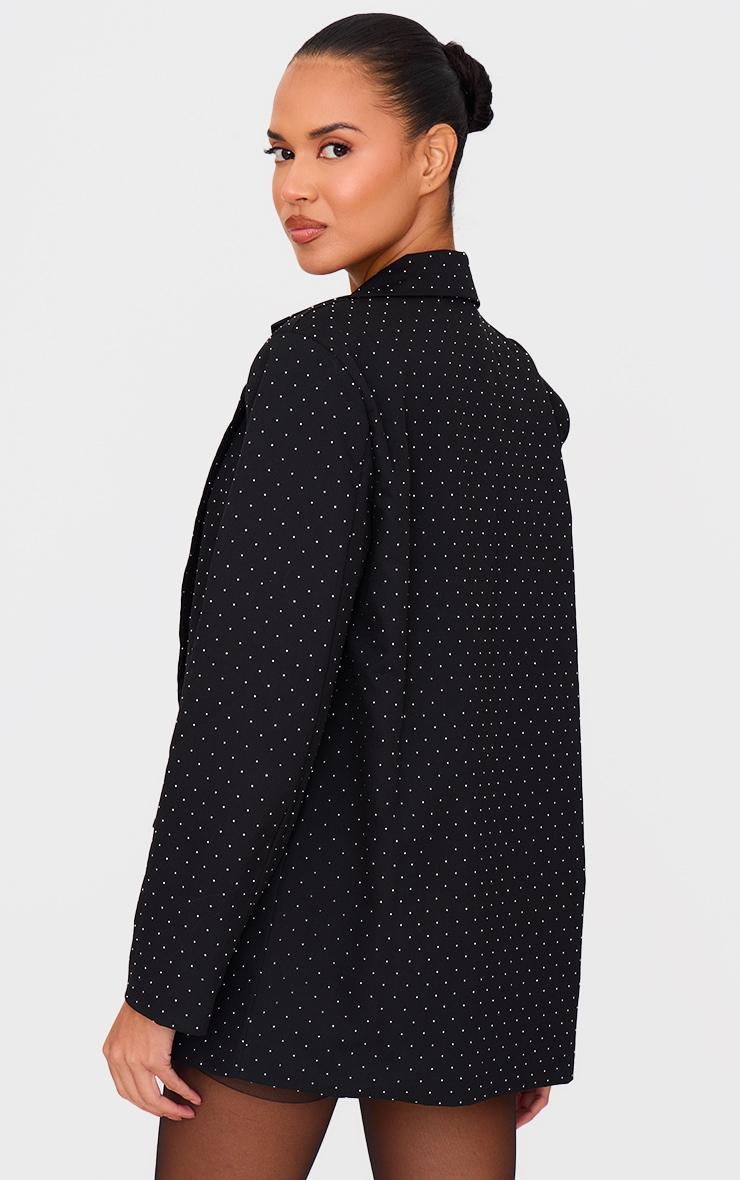 Black Diamante Boxy Oversized Blazer Product Image