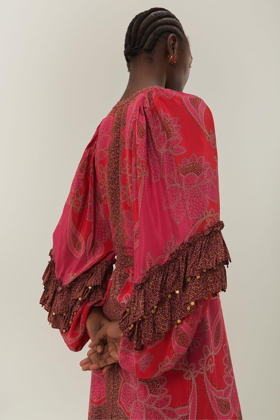 Pink Floral Glam Scarf Maxi Dress, FLORAL GLAM SCARF PINK / XXS Product Image