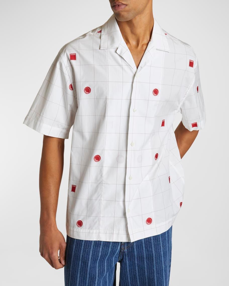 Mens Grid Check Icon Camp Shirt Product Image