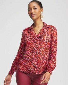 Chiffon Ruffle-Trim Blouse Product Image