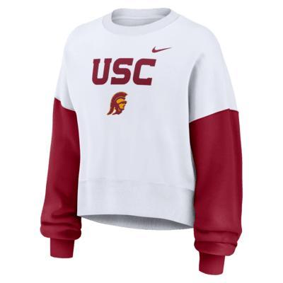 Women's Nike White Florida State Seminoles Color-Block Oversized Cropped Pullover Sweatshirt, Size: XS Product Image