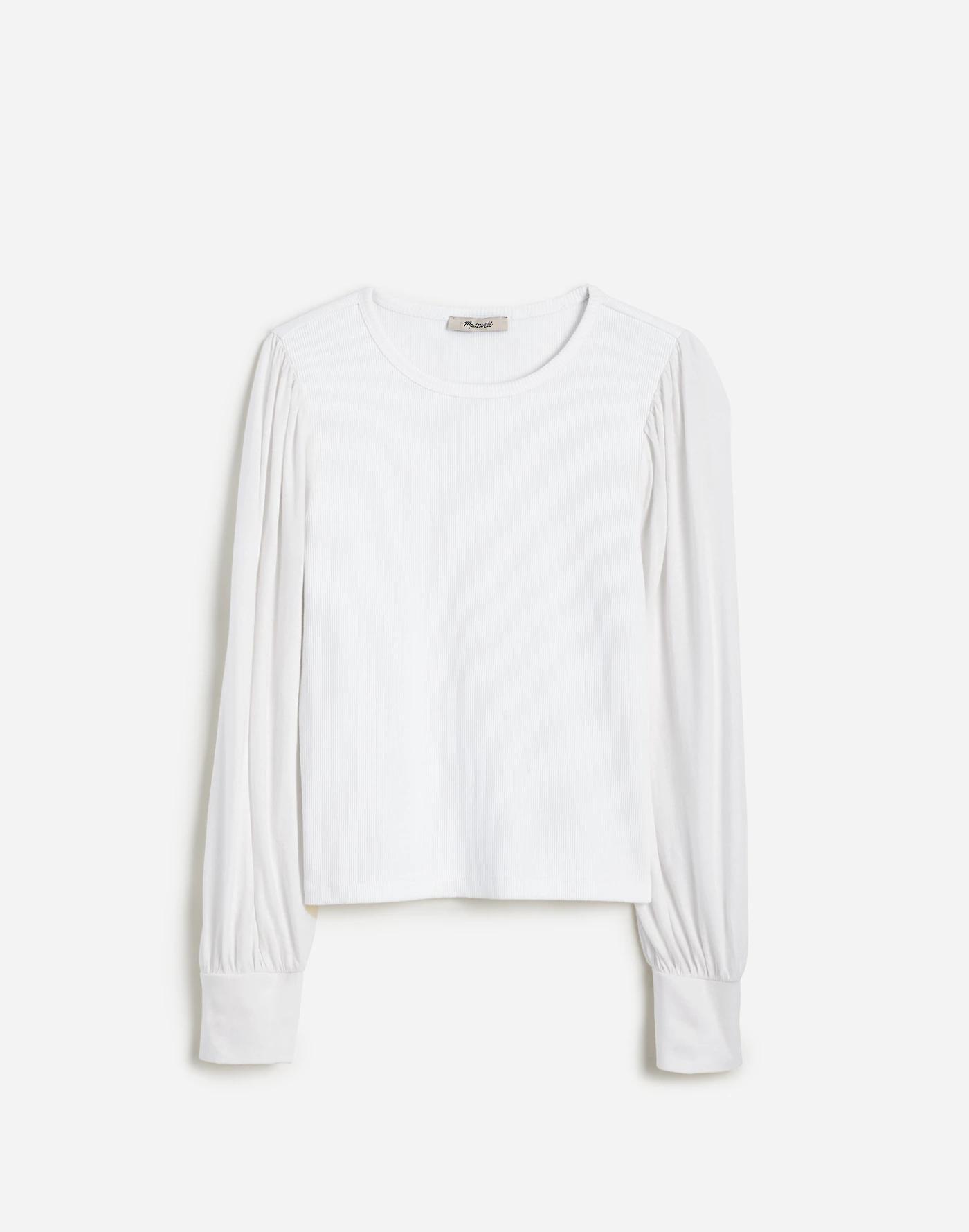 Ribbed Puff-Sleeve Top Product Image