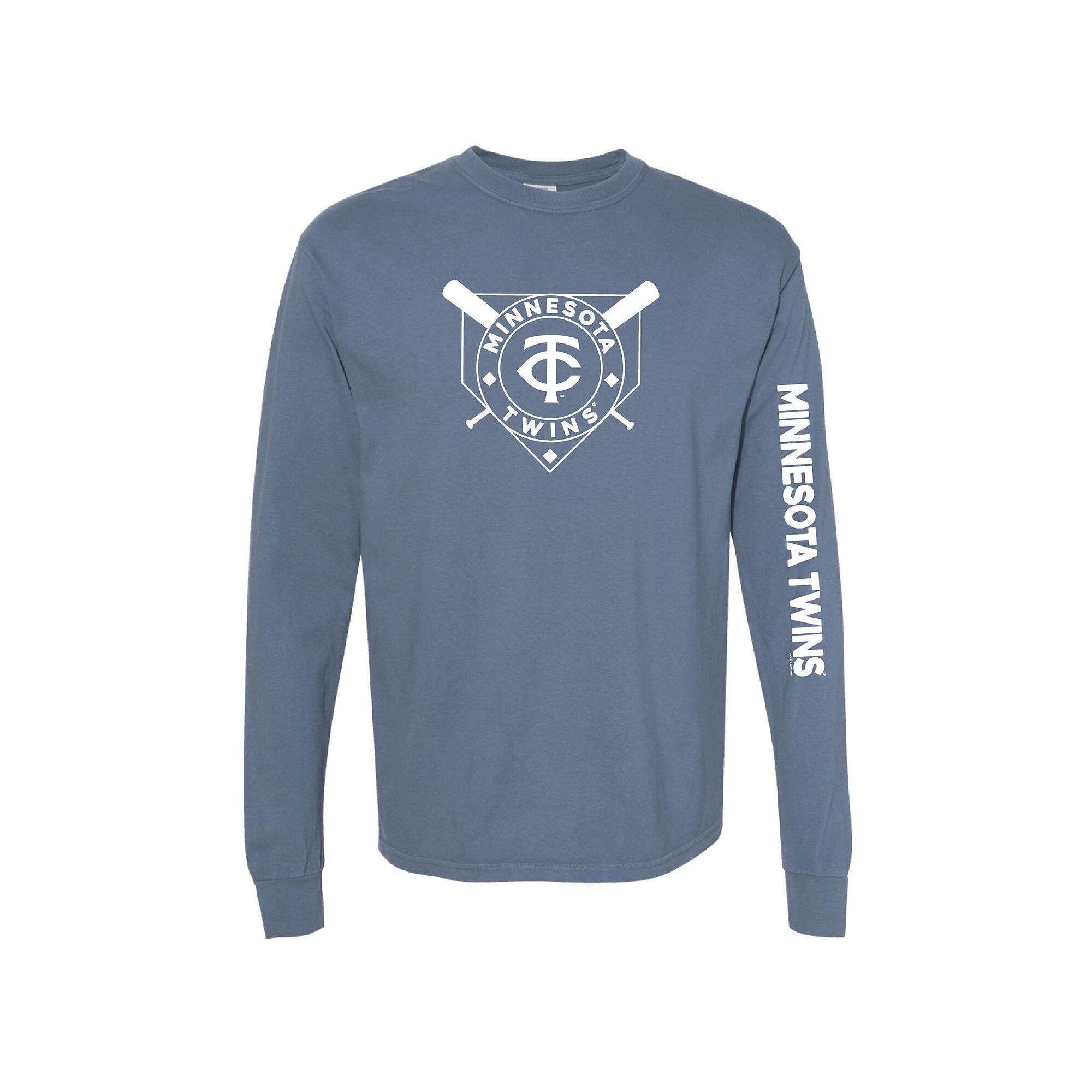 Womens Soft as a Grape Minnesota Twins Pigment Dye Long Sleeve T-Shirt Blue Product Image