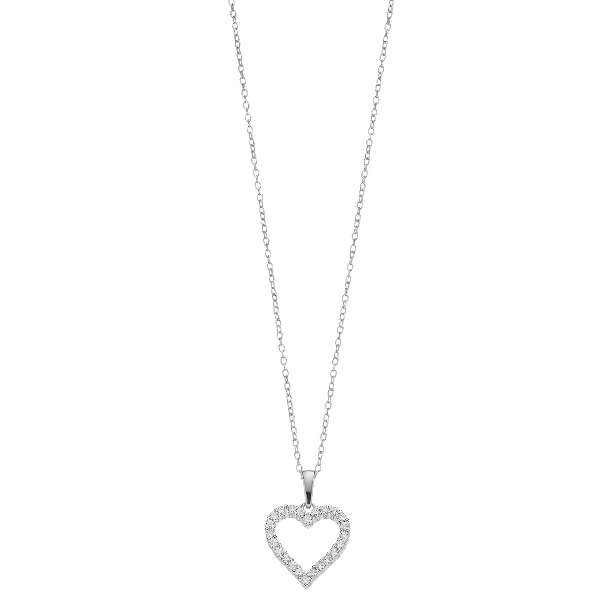 Diamond Brilliance 1/4 Carat T.W. Lab-Created Diamond Heart Pendant Necklace, Women's, Silver Tone Product Image