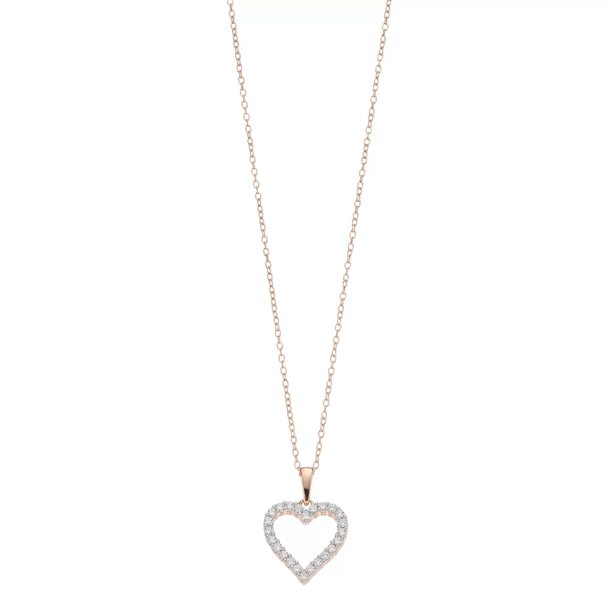 Diamond Brilliance 1/4 Carat T.W. Lab-Created Diamond Heart Pendant Necklace, Women's, Pink Tone Product Image