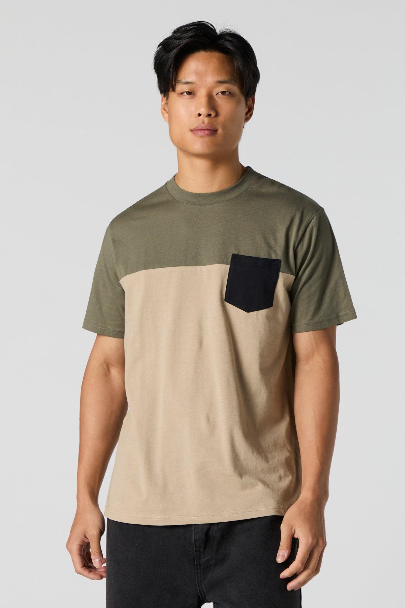 Colourblock Chest Pocket T-Shirt Male Product Image