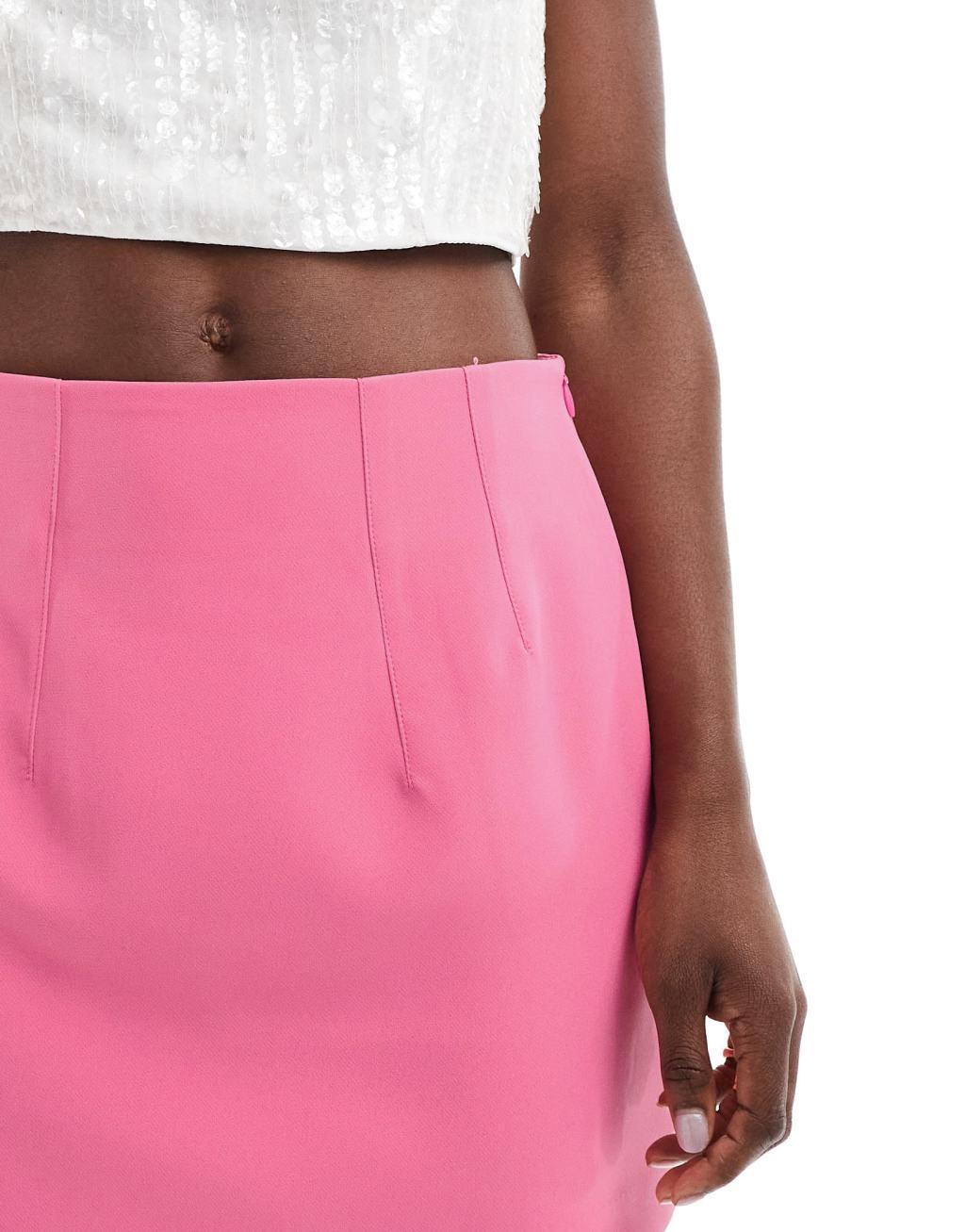ASOS DESIGN tailored high waist mini skirt in pink Product Image
