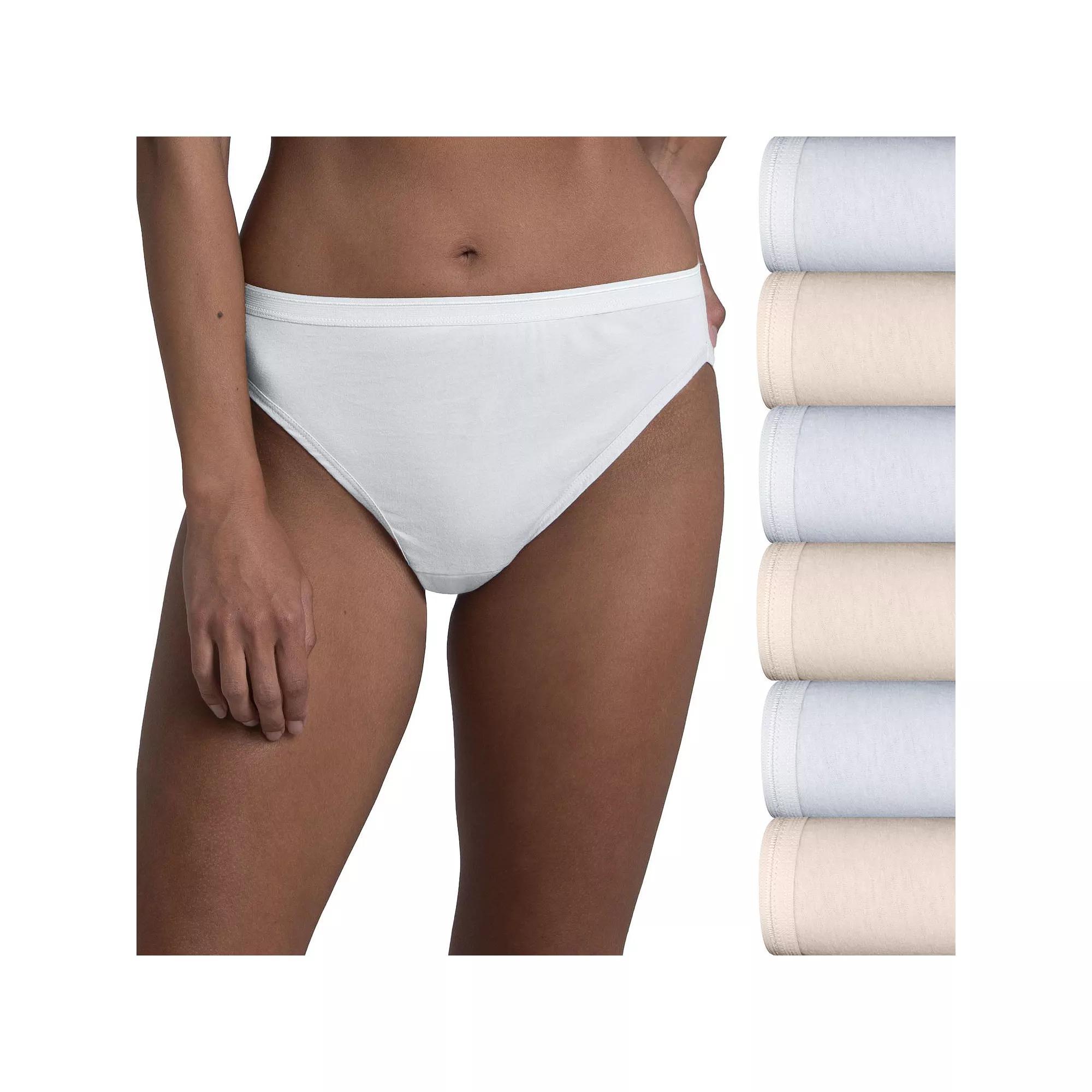 Womens Fruit of the Loom 6-Pack Signature Cotton High-Cut Brief Panty Set 6DKHCAP Product Image
