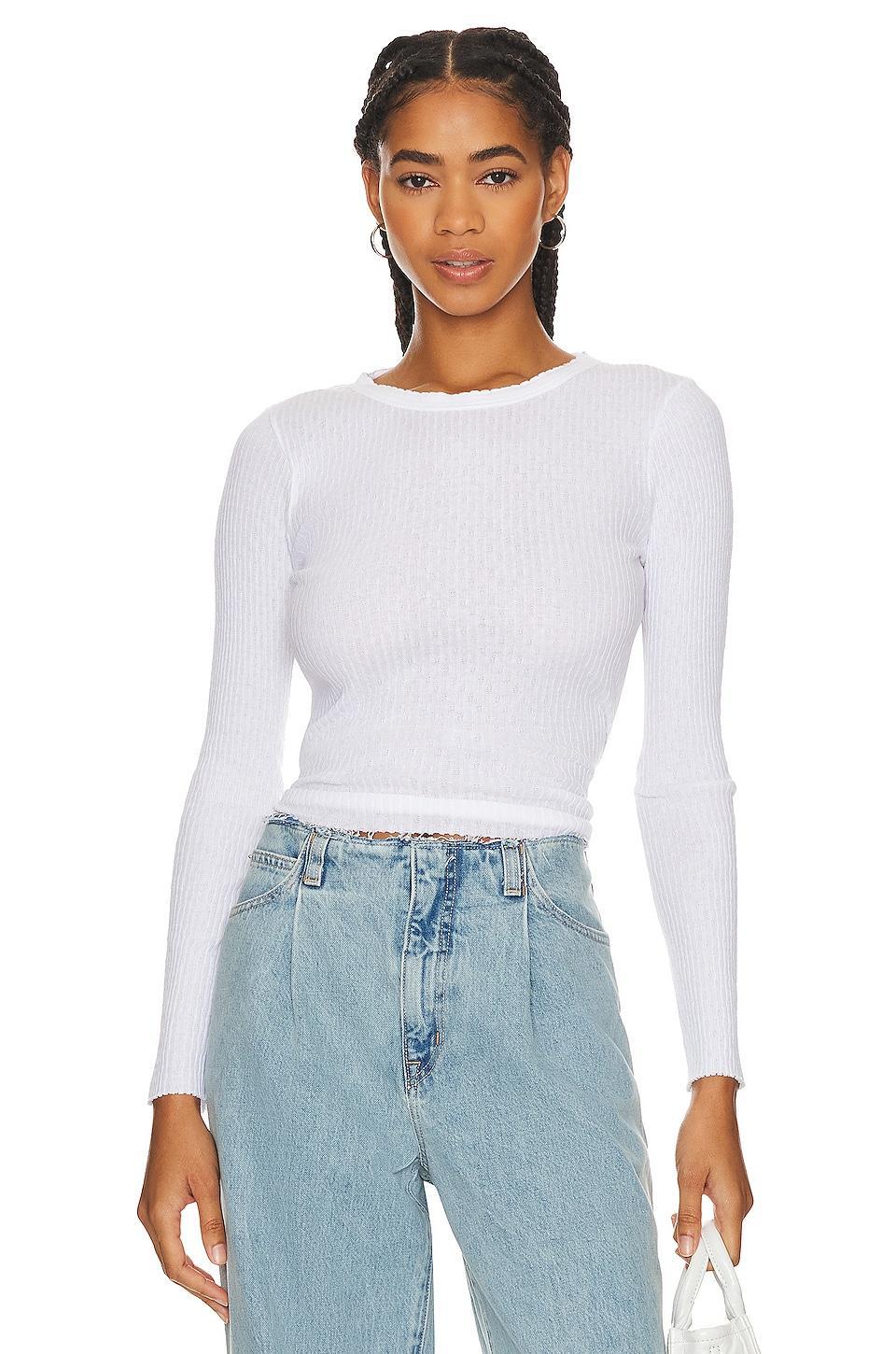 Scalloped Long Sleeve Crew Enza Costa Product Image
