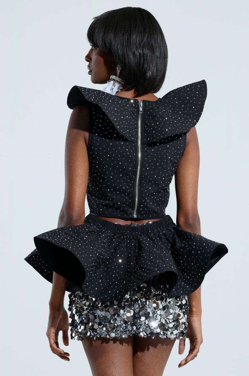 MS FASHIONISTA SLEEVELESS RHINESTONE BLOUSE Product Image