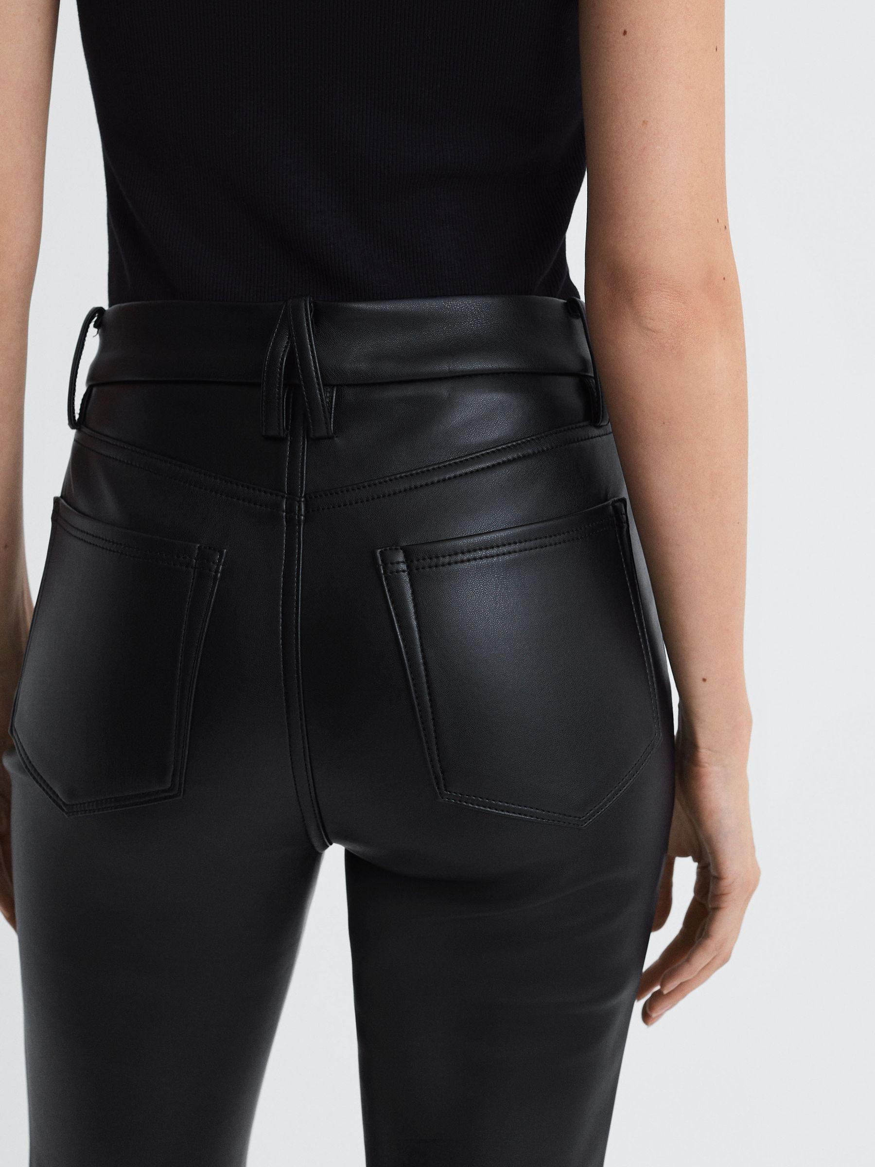 Good American Faux Leather Flared Trousers in Black Product Image