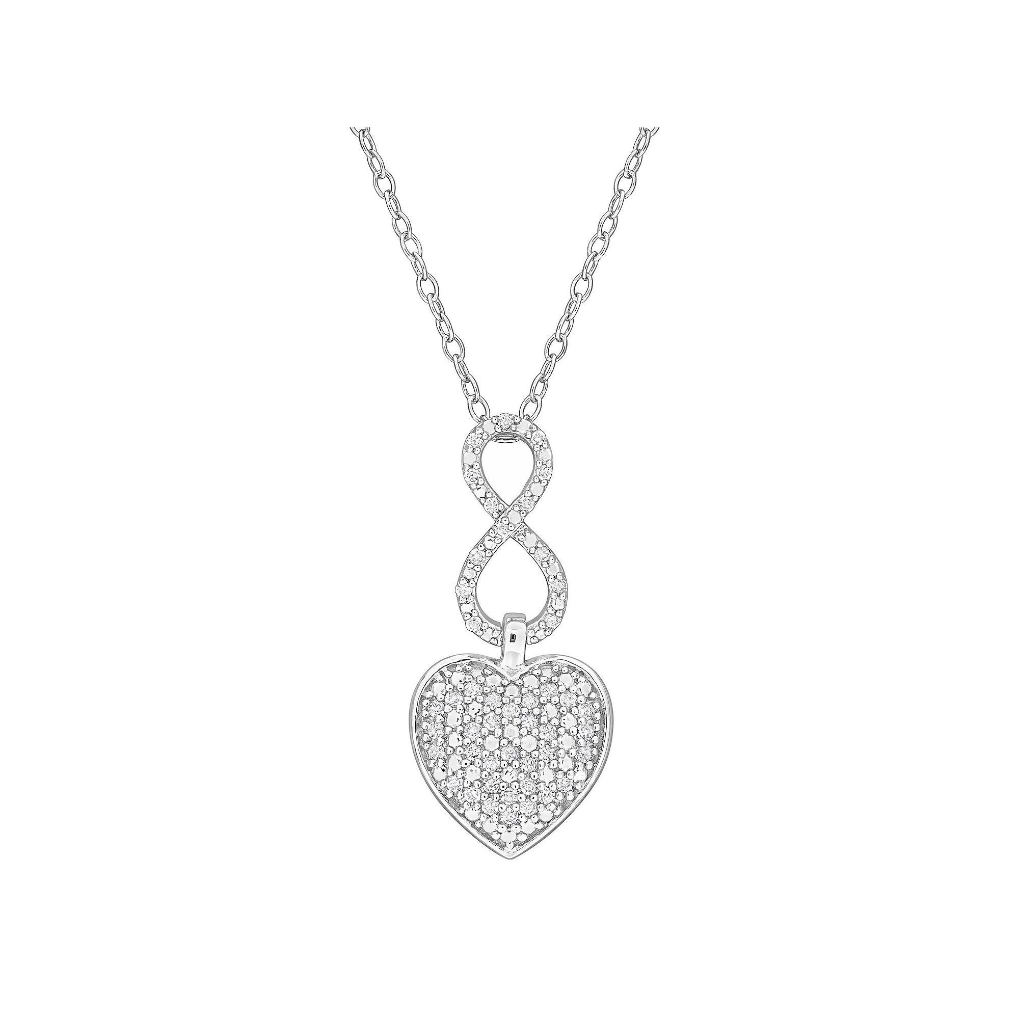 Stella Grace Sterling Silver 1/4 Carat T.W. Diamond Heart Infinity Pendant Necklace, Women's, Size: 18" Product Image