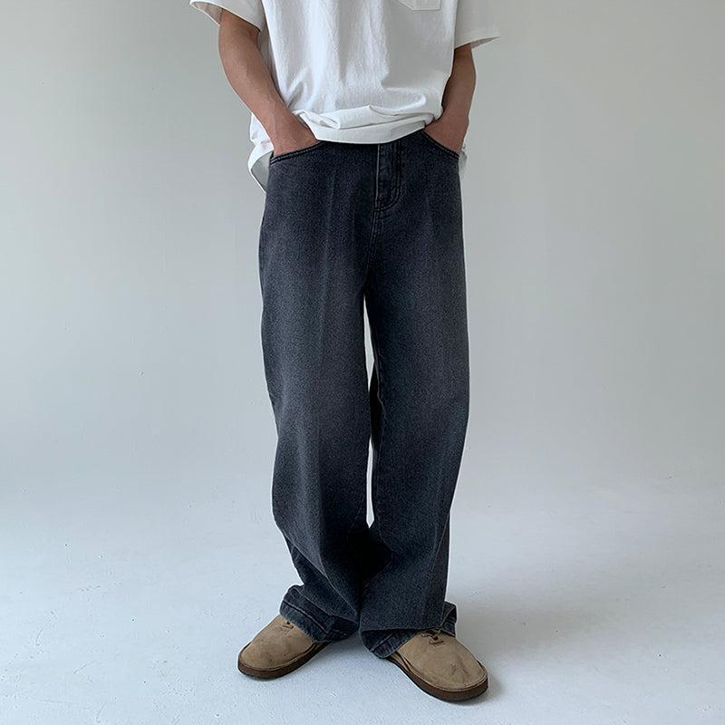 RT No. 1489 GRAY WIDE STRAIGHT JEANS Product Image