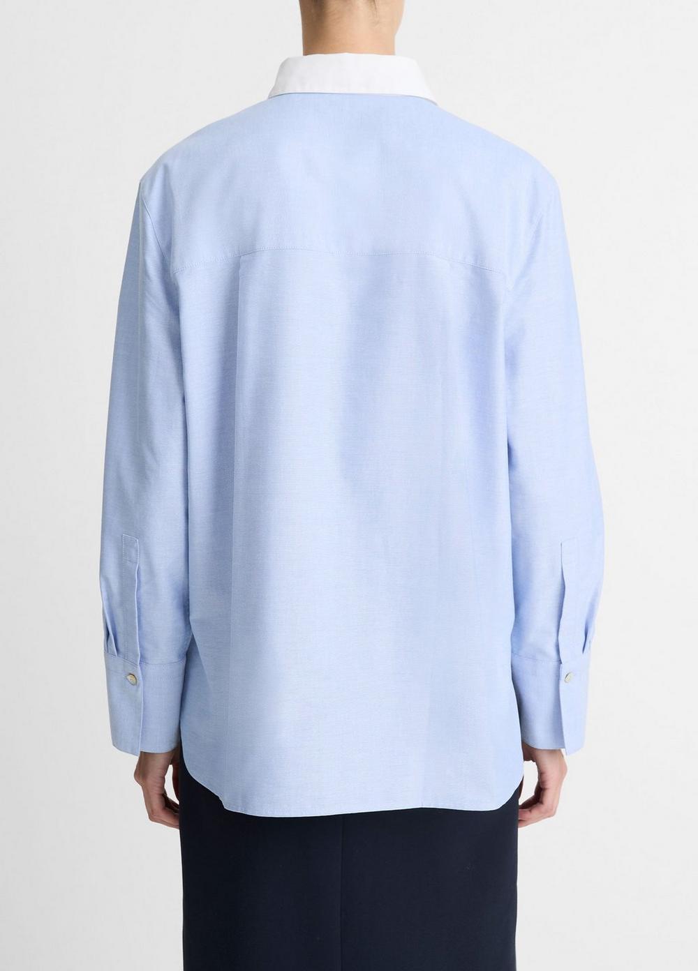 Contrast-Collar Cotton Oxford Shirt Product Image