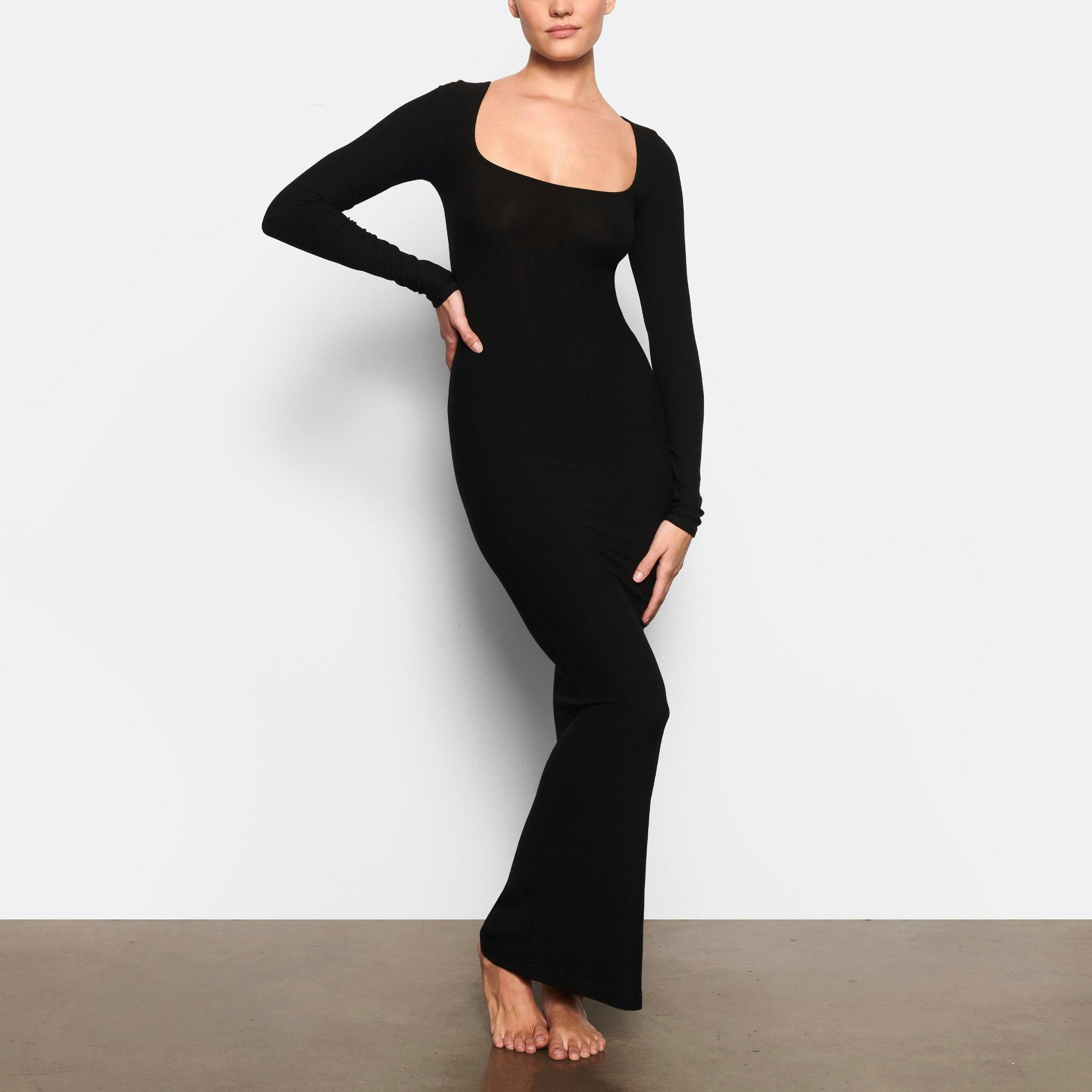 SOFT LOUNGE LONG SLEEVE DRESS | ONYX Product Image