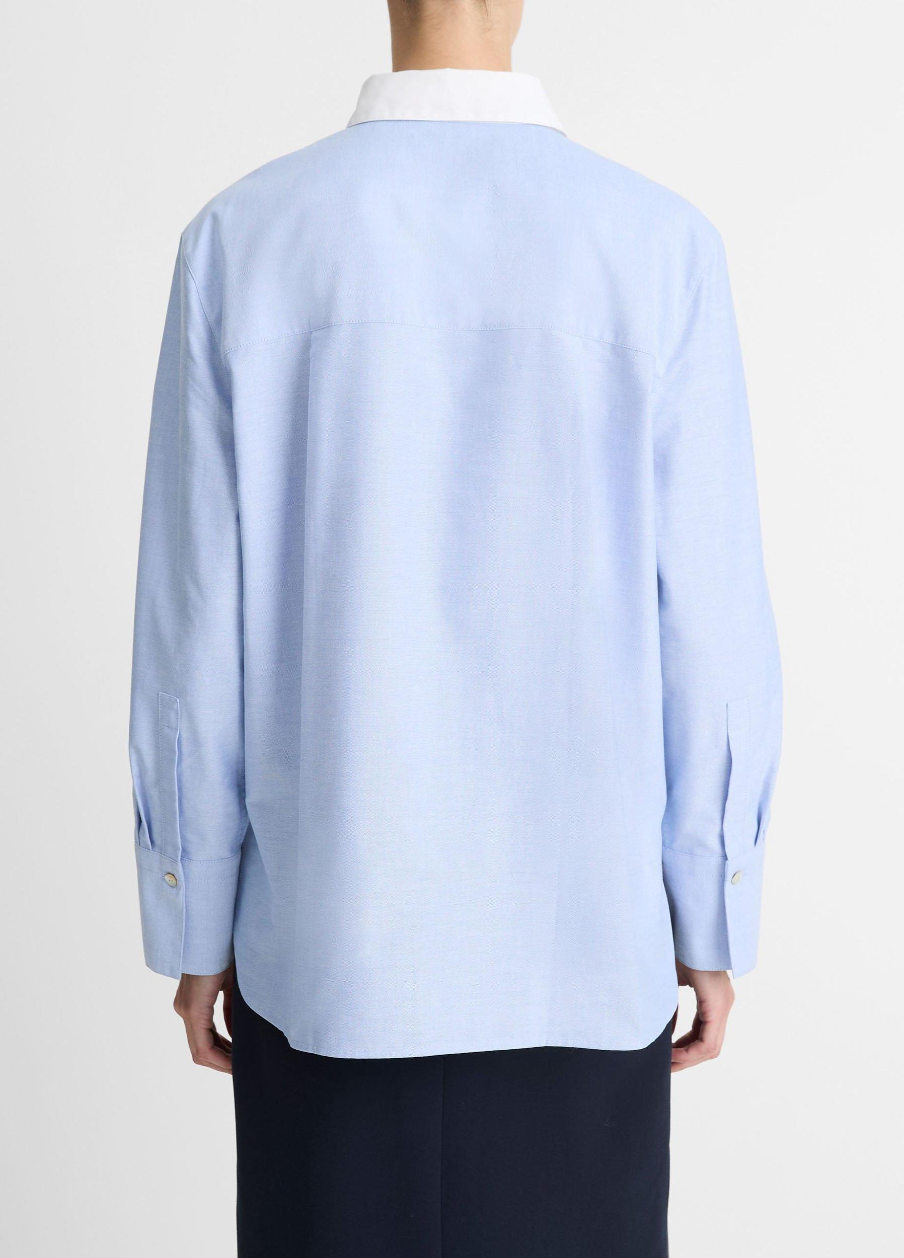 Contrast-Collar Cotton Oxford Shirt Product Image
