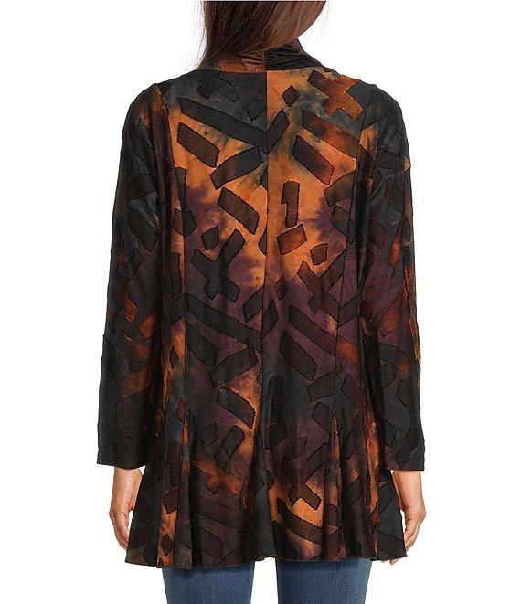 Calessa Petite Size Tie-Dye Burnout Open Front Cardigan Product Image