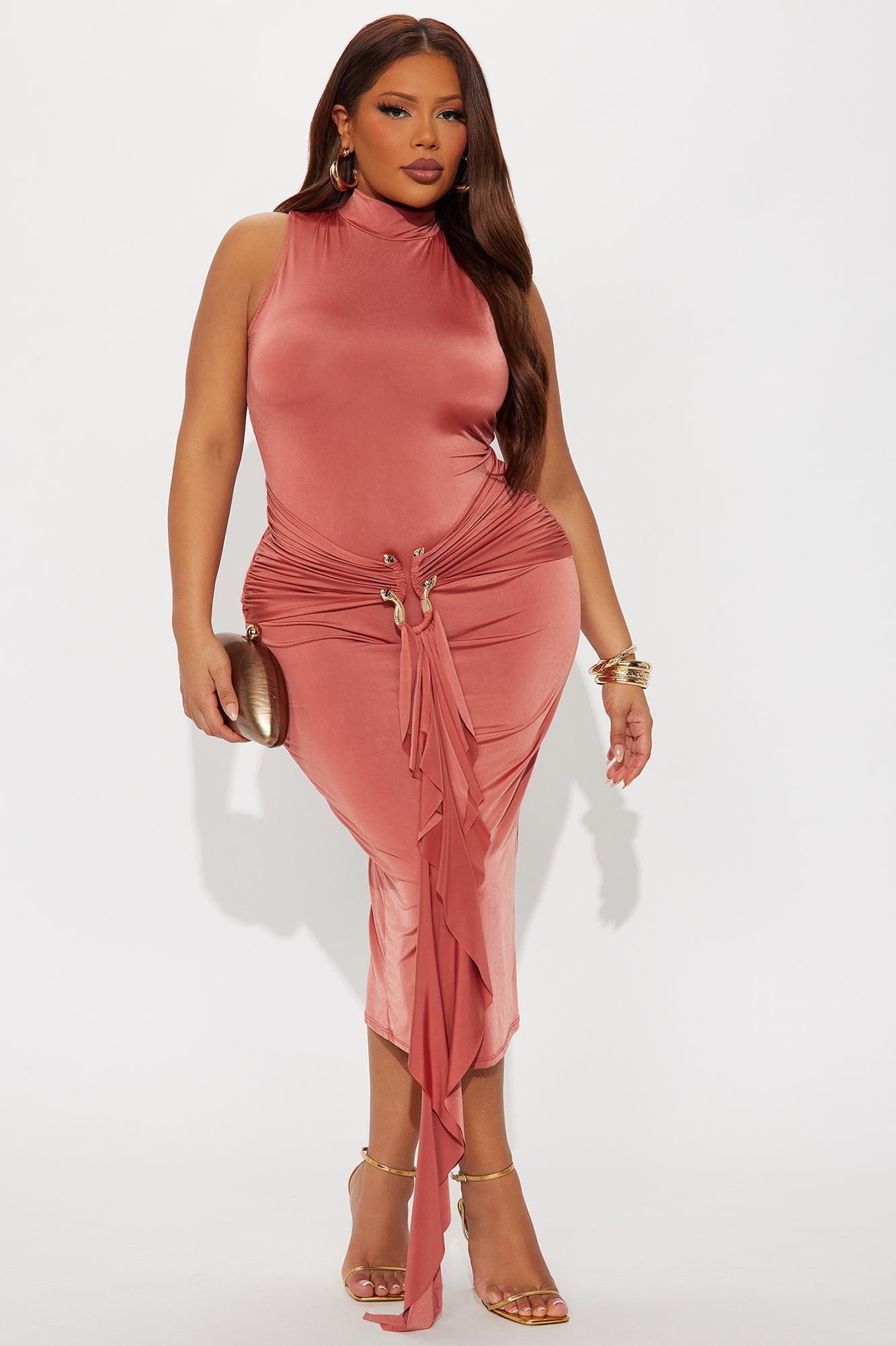 In The Moment Sleeveless Midi Dress - Rust Product Image