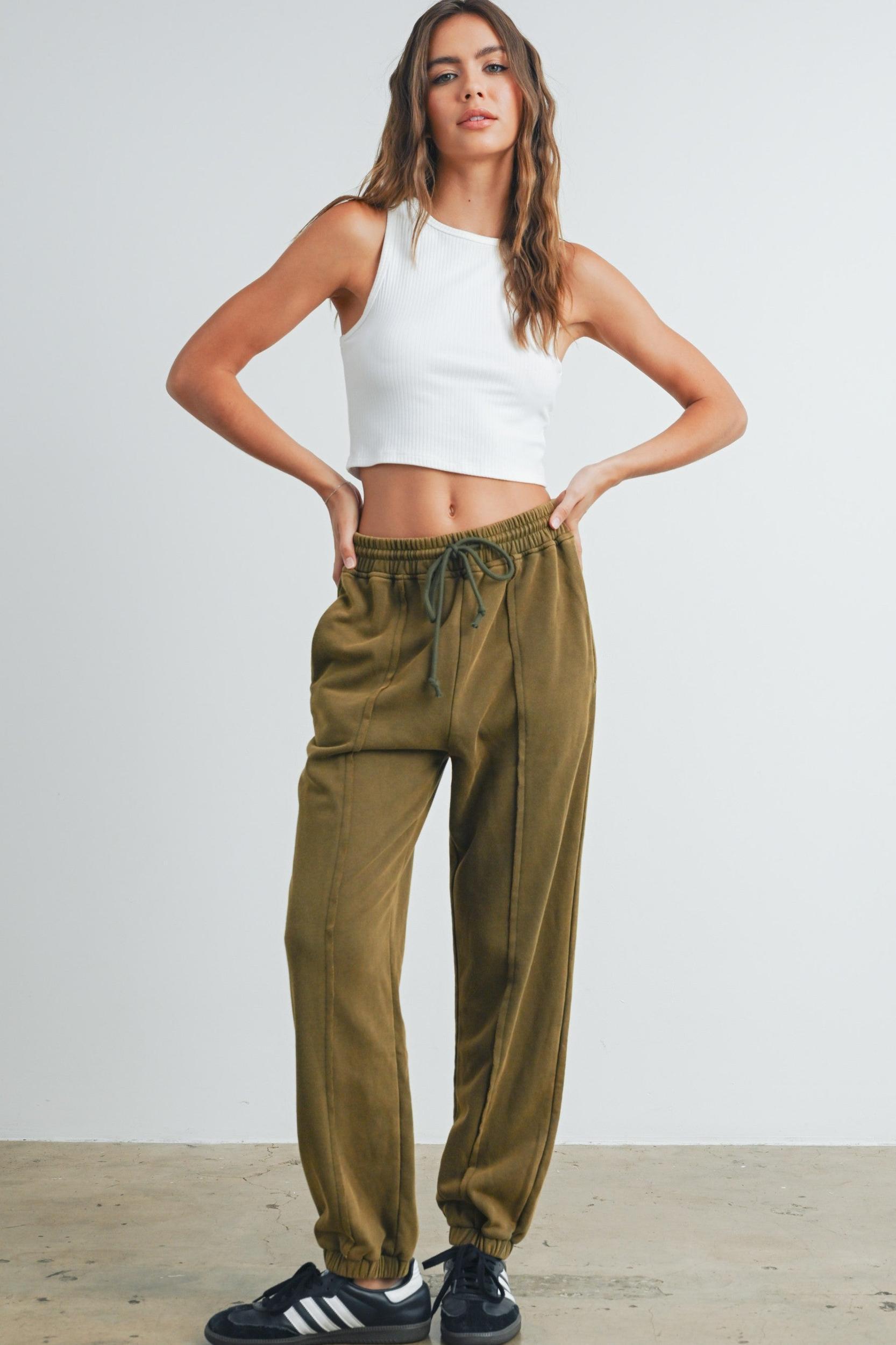Washed Drawstring Jogger Pants Product Image