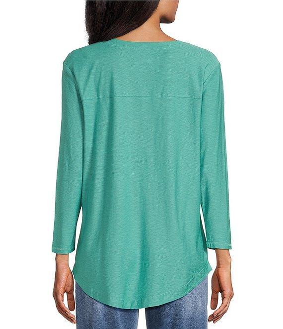 Westbound Petite Size Knit 3/4 Sleeve Crew Neck Tee Product Image