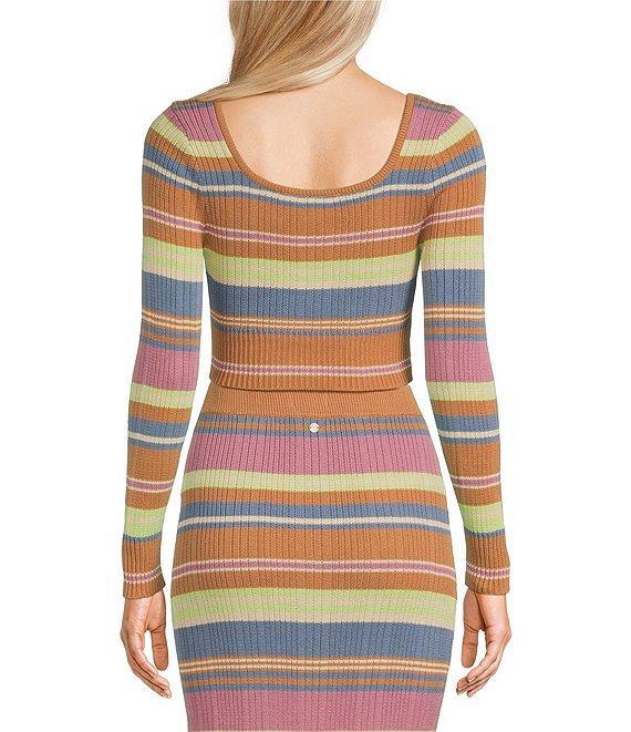 Roxy Sunshine Day Long Sleeve Coordinating Striped Cropped Top Product Image