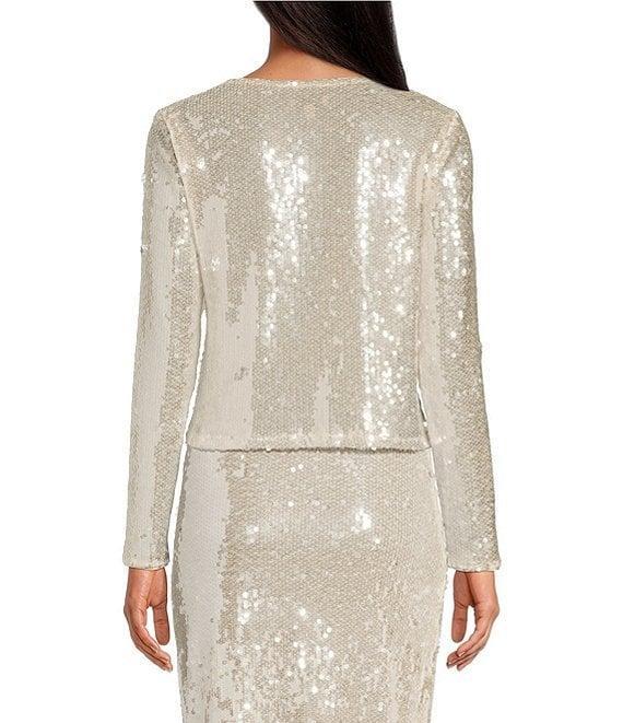 Gianni Bini Kate Sequin V-Neck Long Sleeve Tie Front Coordinating Cardigan Product Image