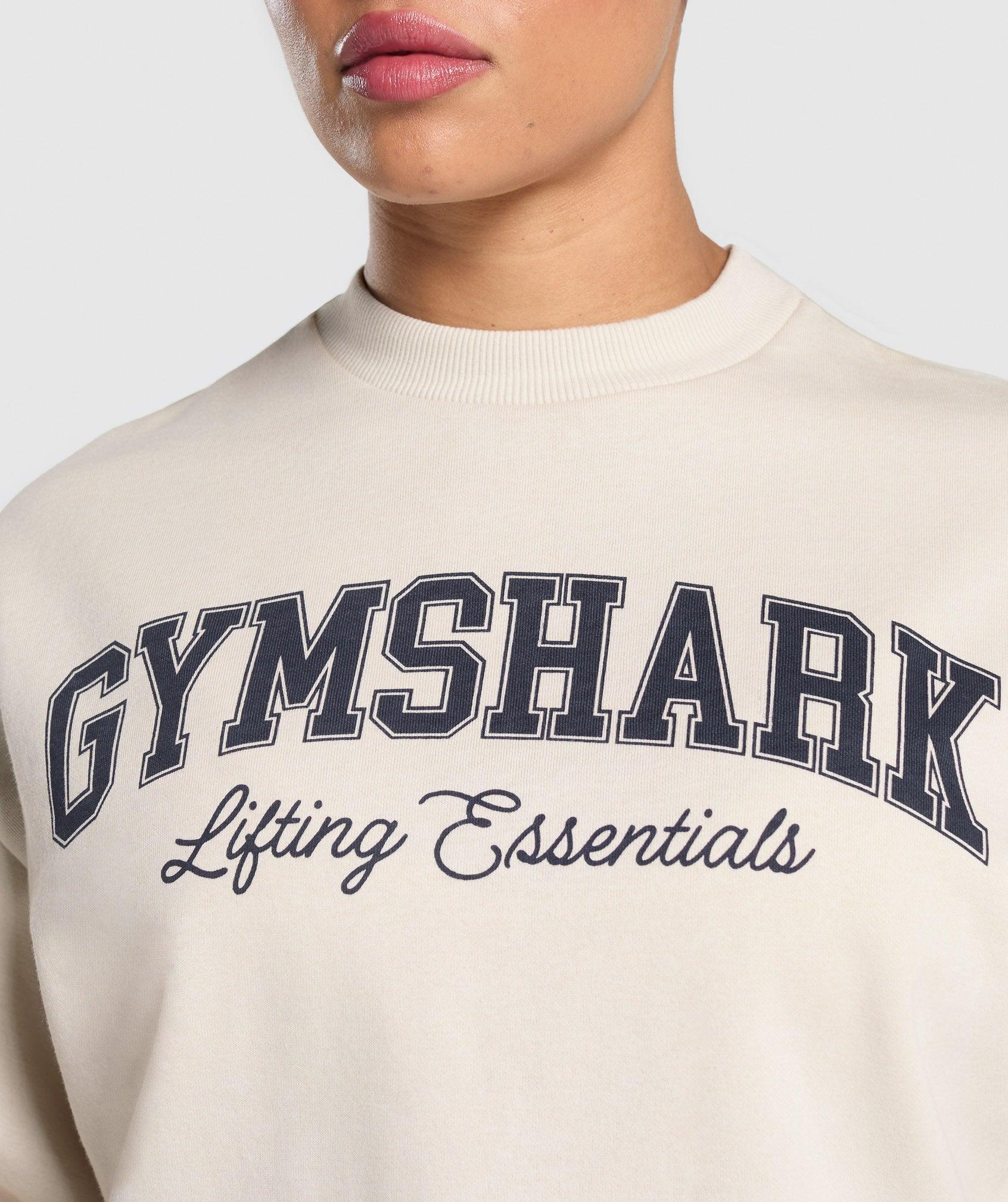 Gymshark Lifting Essentials Graphic Brushed Oversized Sweatshirt - Oat White Female Product Image