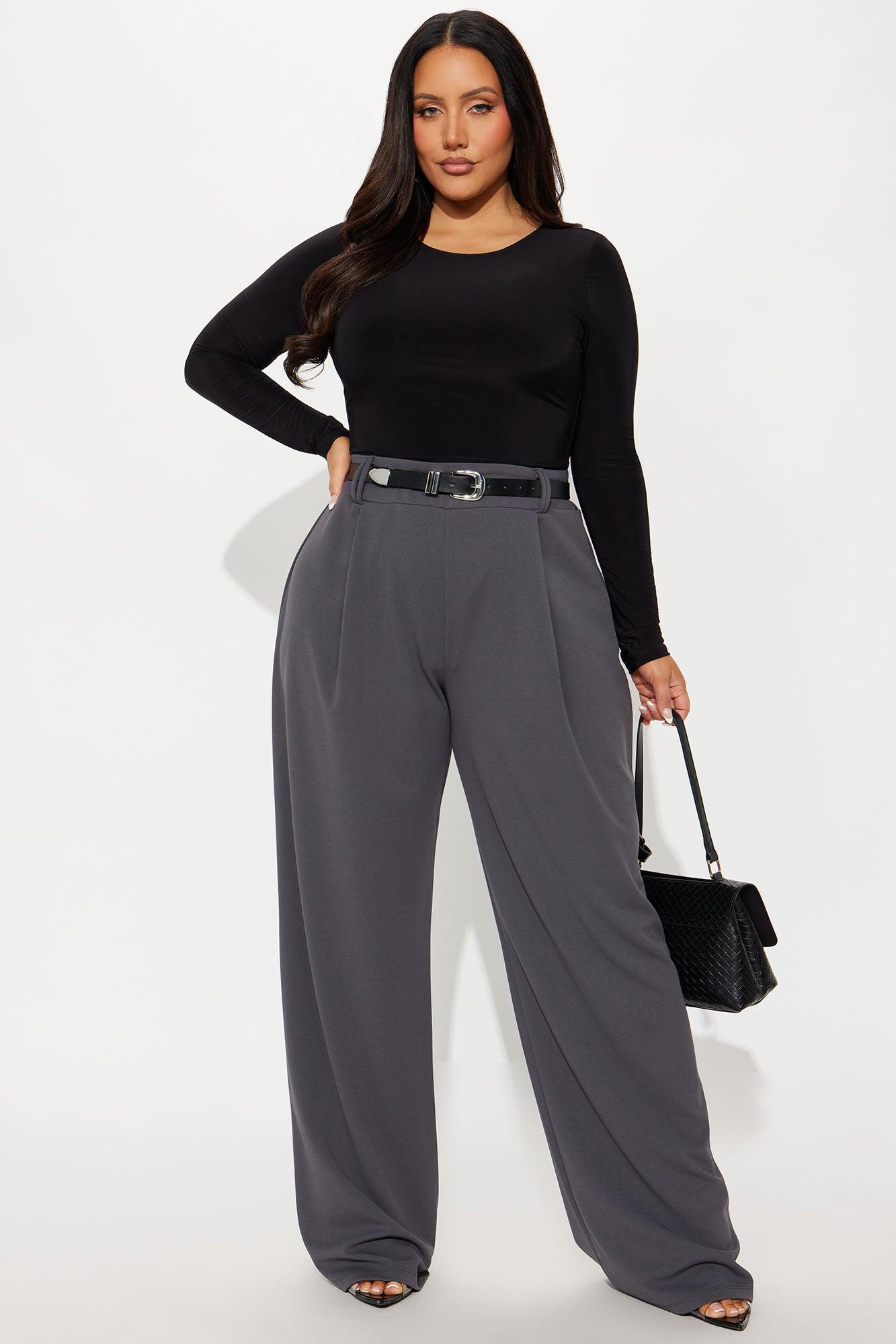 Late To The Meeting Wide Leg Trouser Pant - Charcoal Product Image