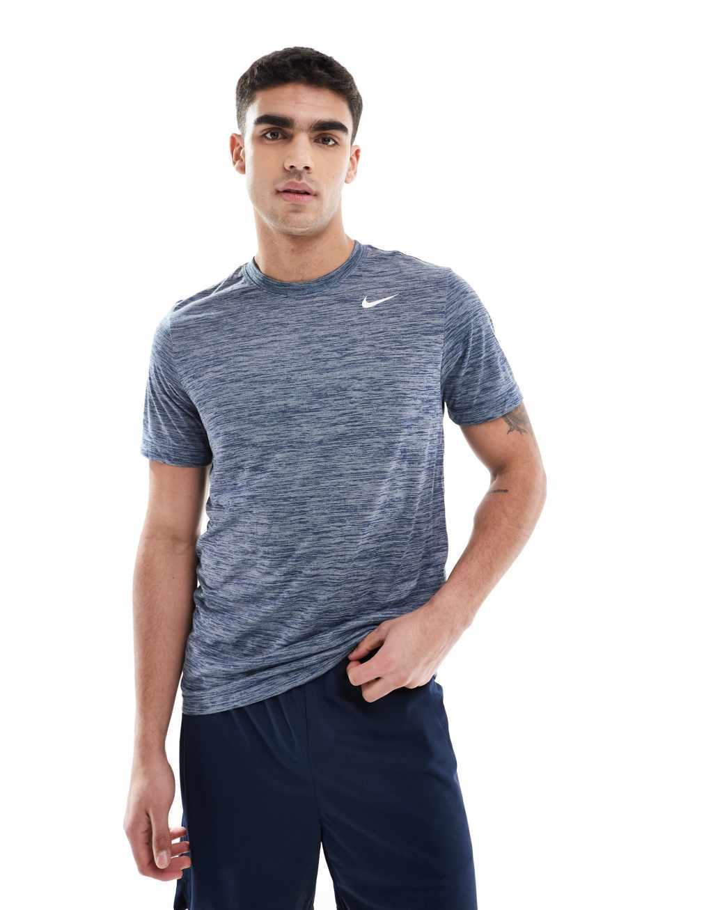 Nike Training Dri-Fit Reset space dye t-shirt in blue Product Image