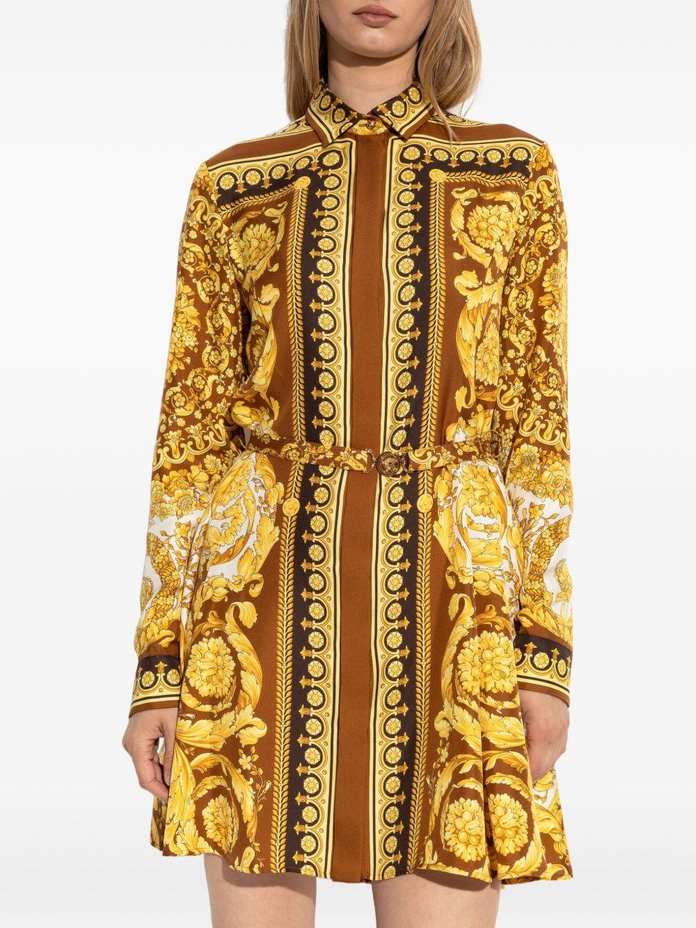 silk belted mini shirt dress Product Image