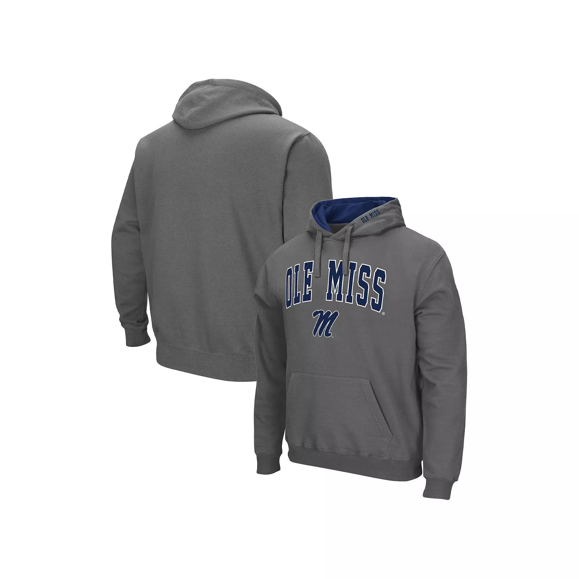 Men's Colosseum Charcoal Ole Miss Rebels Arch & Logo 3.0 Pullover Hoodie, Size: Large Product Image