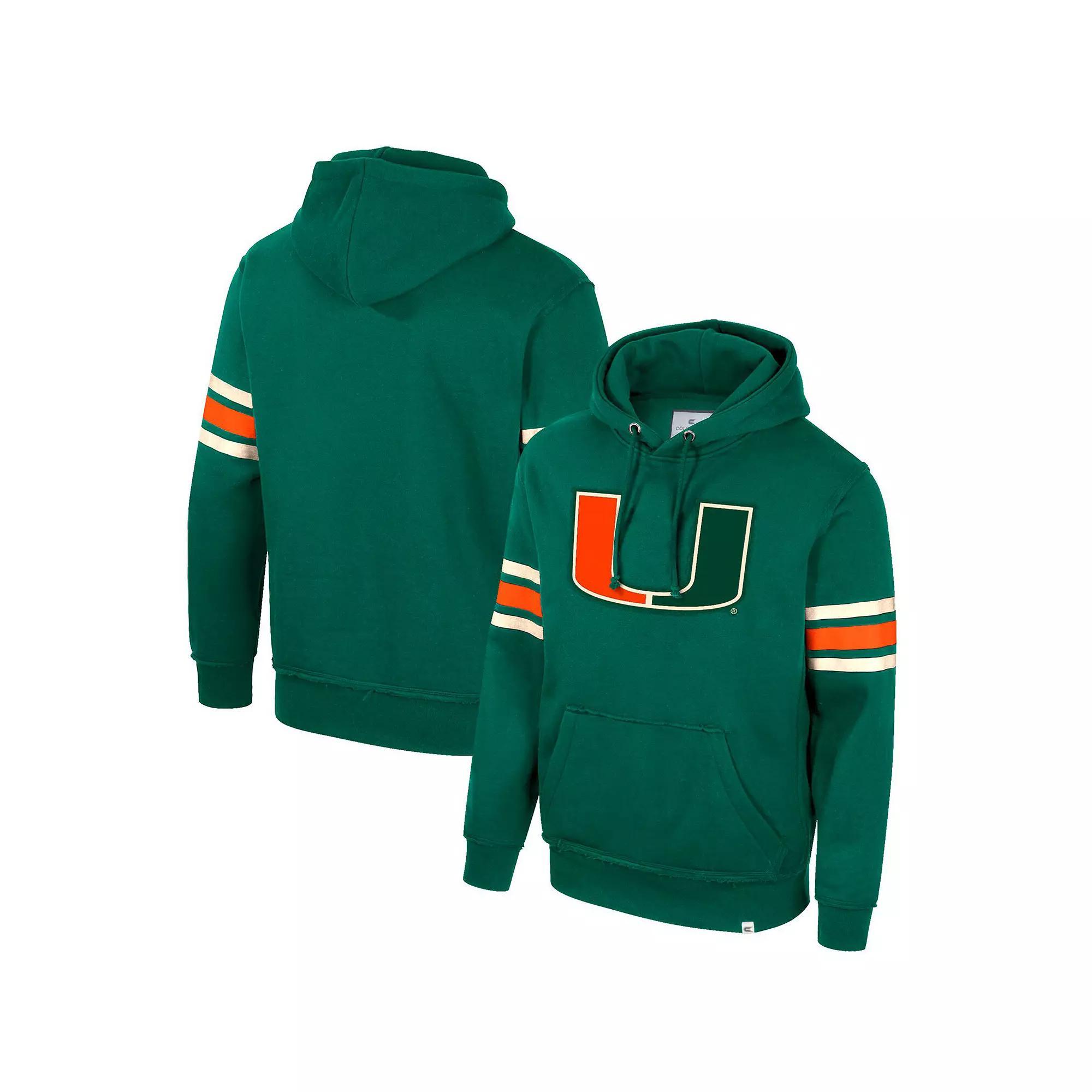 Men's Colosseum Green Miami Hurricanes Saluting Pullover Hoodie, Size: Medium Product Image