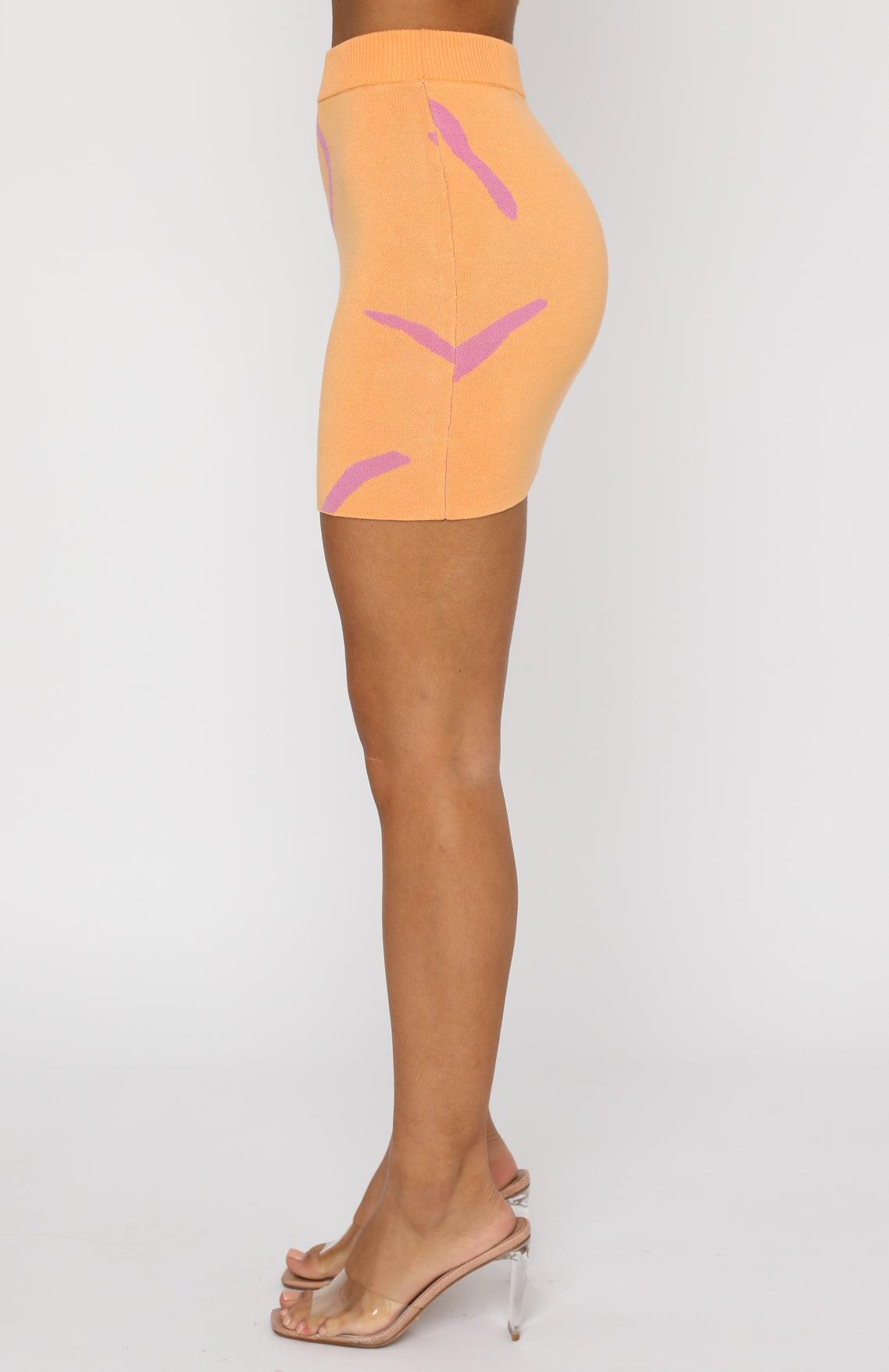Wild At Heart Mini Skirt Peach Pink Product Image
