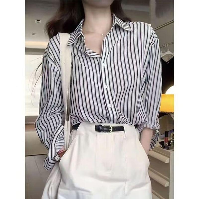 Long-Sleeve Striped Shirt Product Image