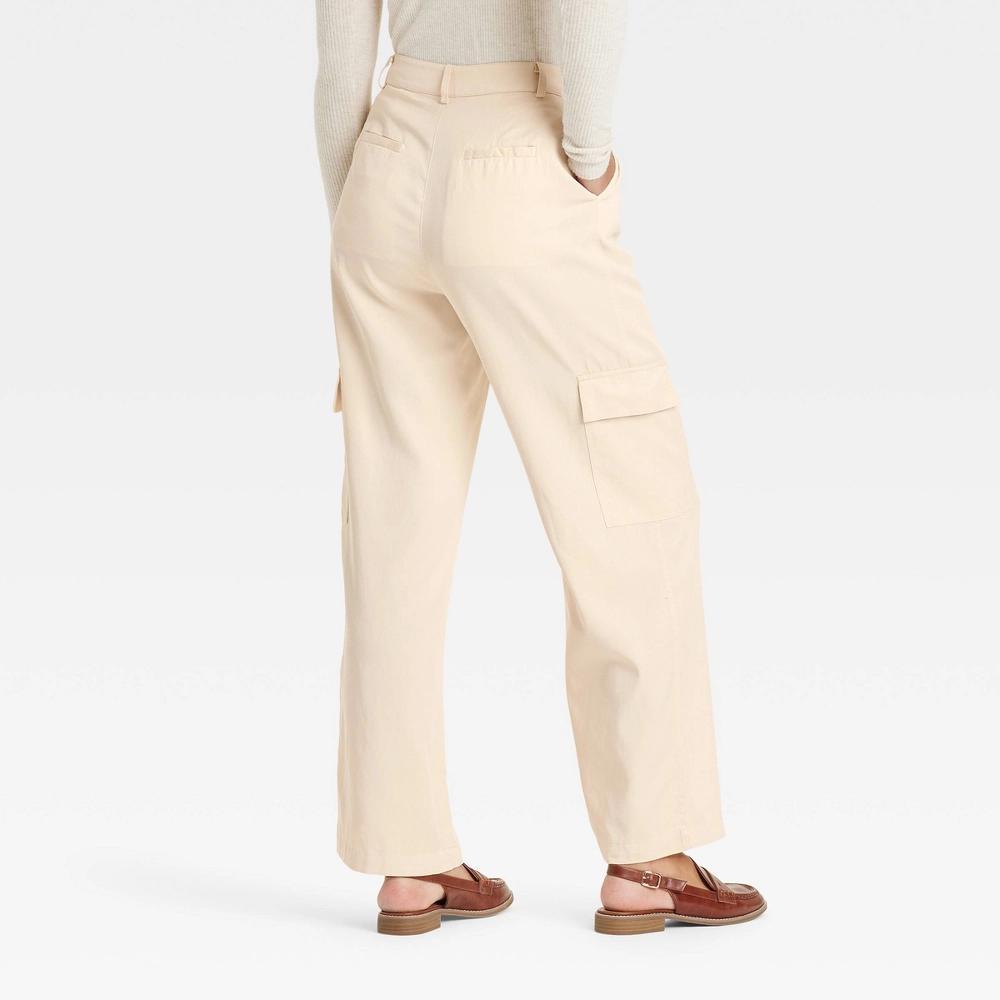 Womens High-Rise Straight Leg Cargo Pants - Universal Thread Cream 8 Product Image
