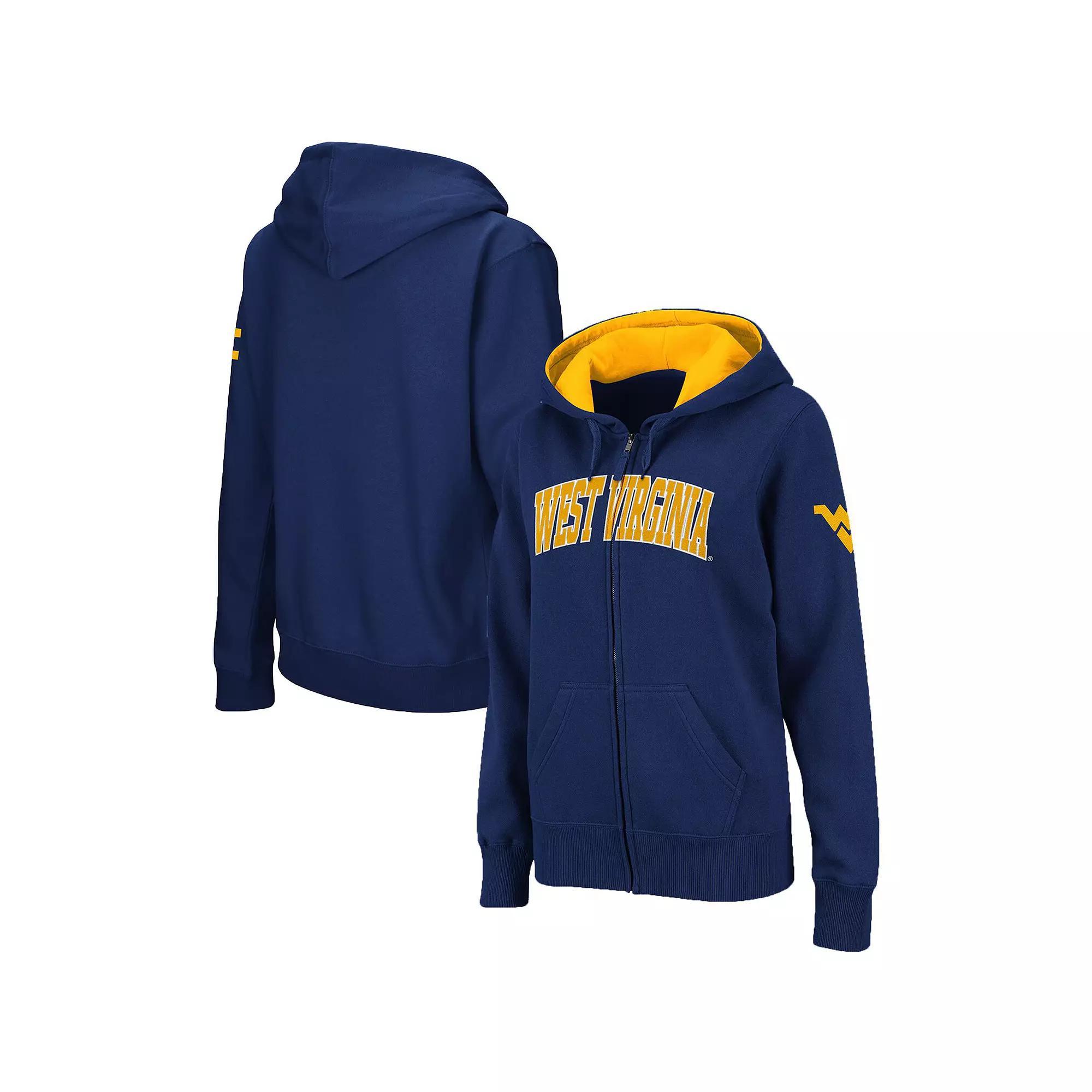 Women's Stadium Athletic Navy West Virginia Mountaineers Arched Name Full-Zip Hoodie, Size: Small, Blue Product Image