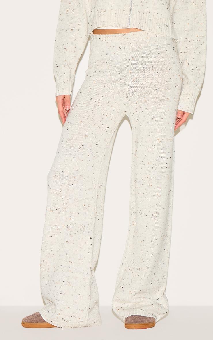 Cream Space Dye Knitted Pants Product Image